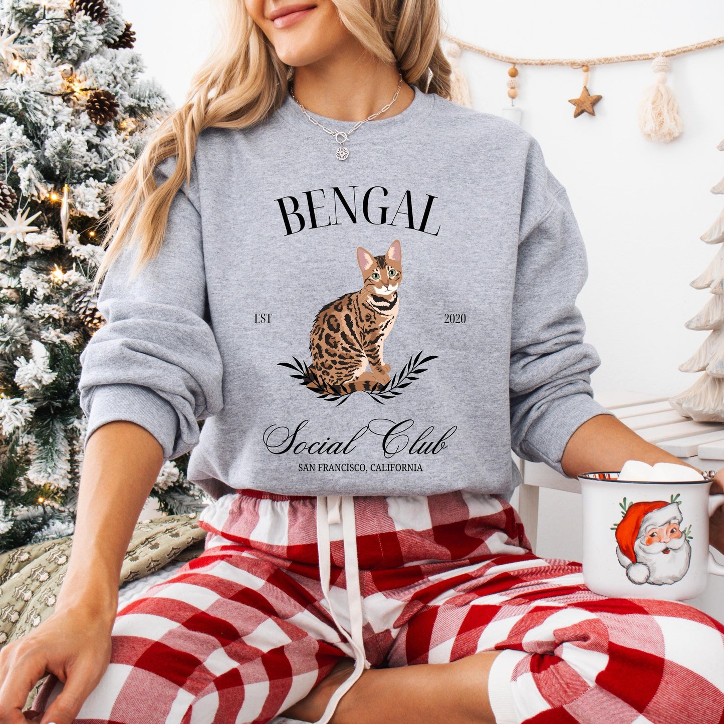 Bengal Cat Social Club Sweatshirt, bengal gift, cat mom shirt, cat owner gift sweater, bengal kitten shirt, cat wife birthday gift