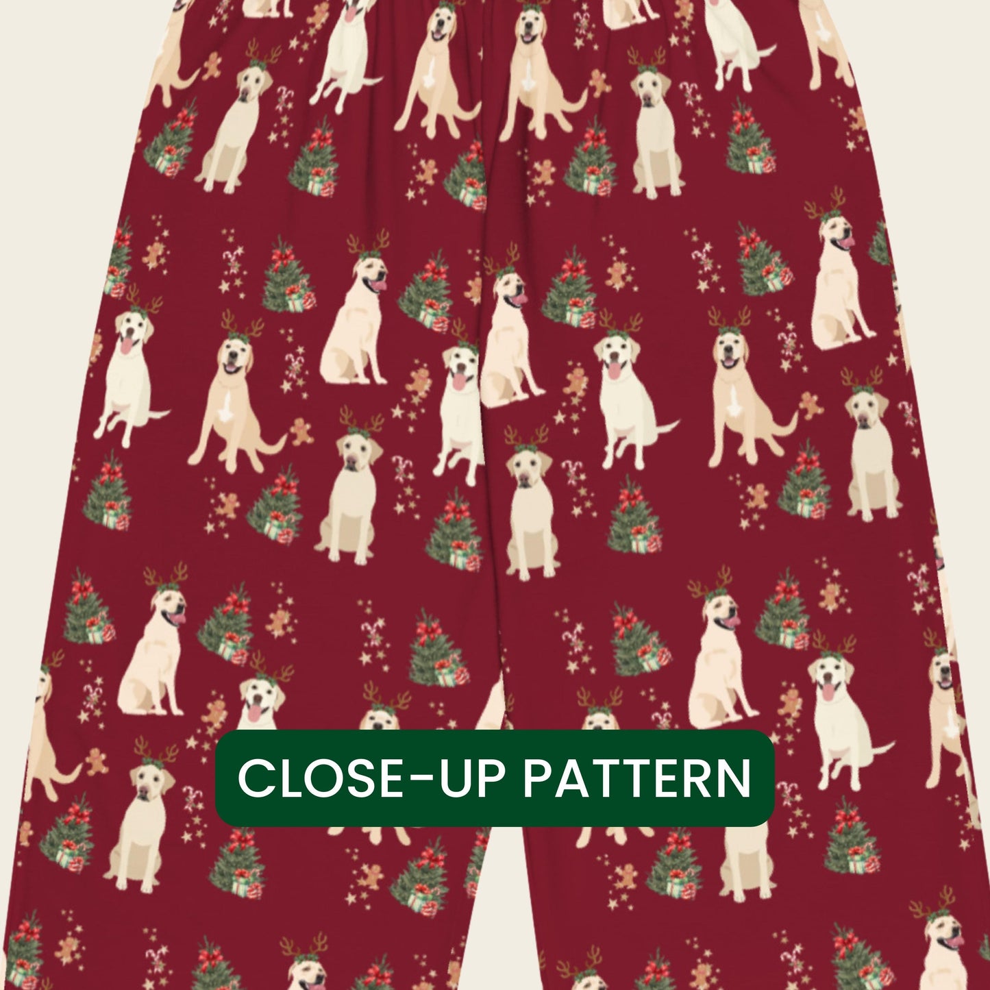 Christmas Yellow Labrador Pajama Pants, wide leg unisex labrador dog pants, mom gift, retriever gift, dog pajama pants, sister birthday gift