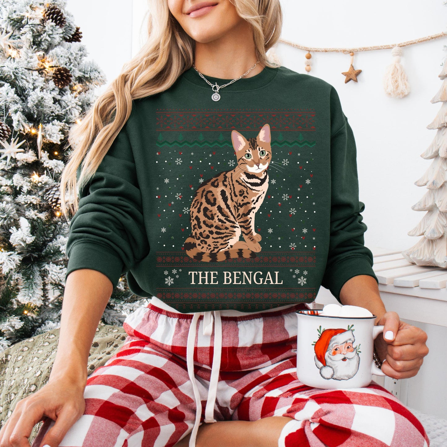Bengal Ugly Christmas Sweater, mom bengal cat gifts, cat mom shirt, cat owner Christmas sweater, bengal kitten shirt, cat wife birthday gift