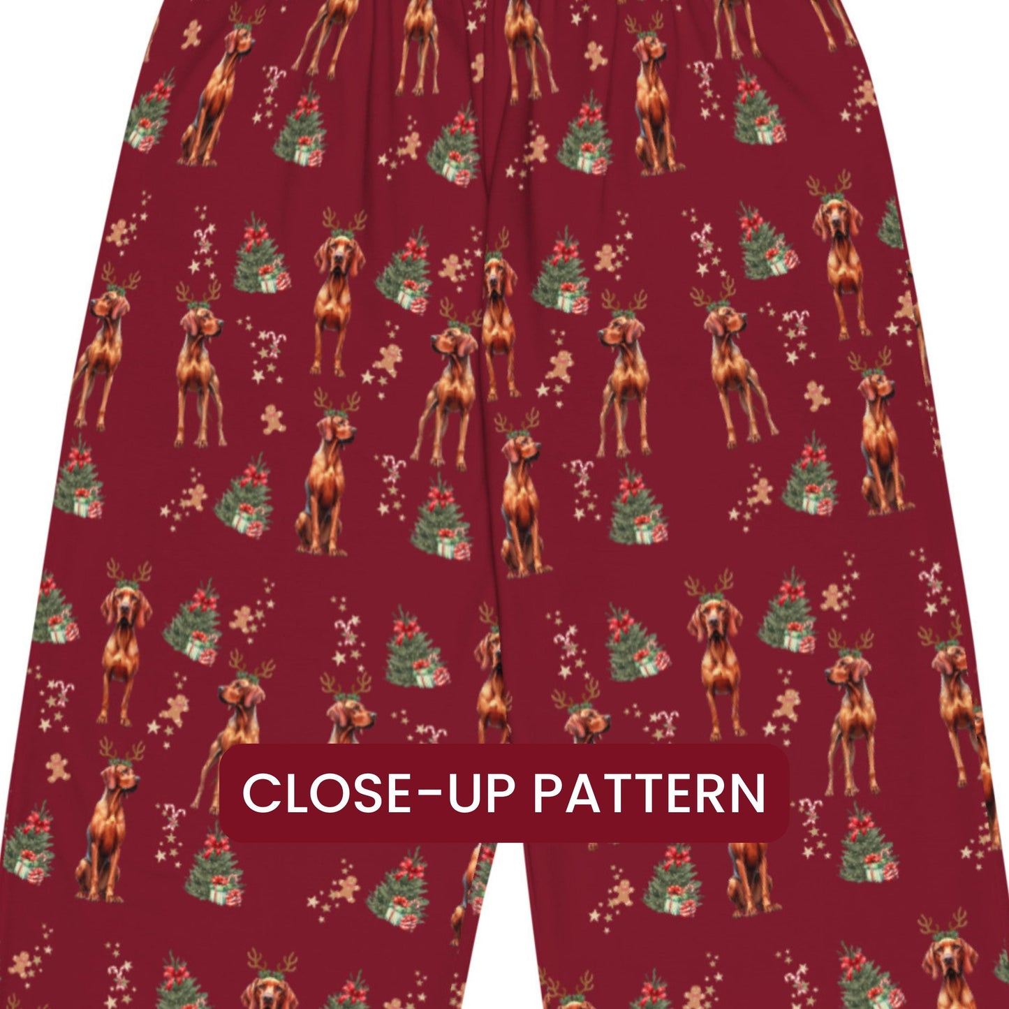 Christmas Vizsla Pajama Pants, wide leg unisex vizsla dog pants mom gift, viszla gift, dog pj pants, sister birthday gift, vizsla owner gift