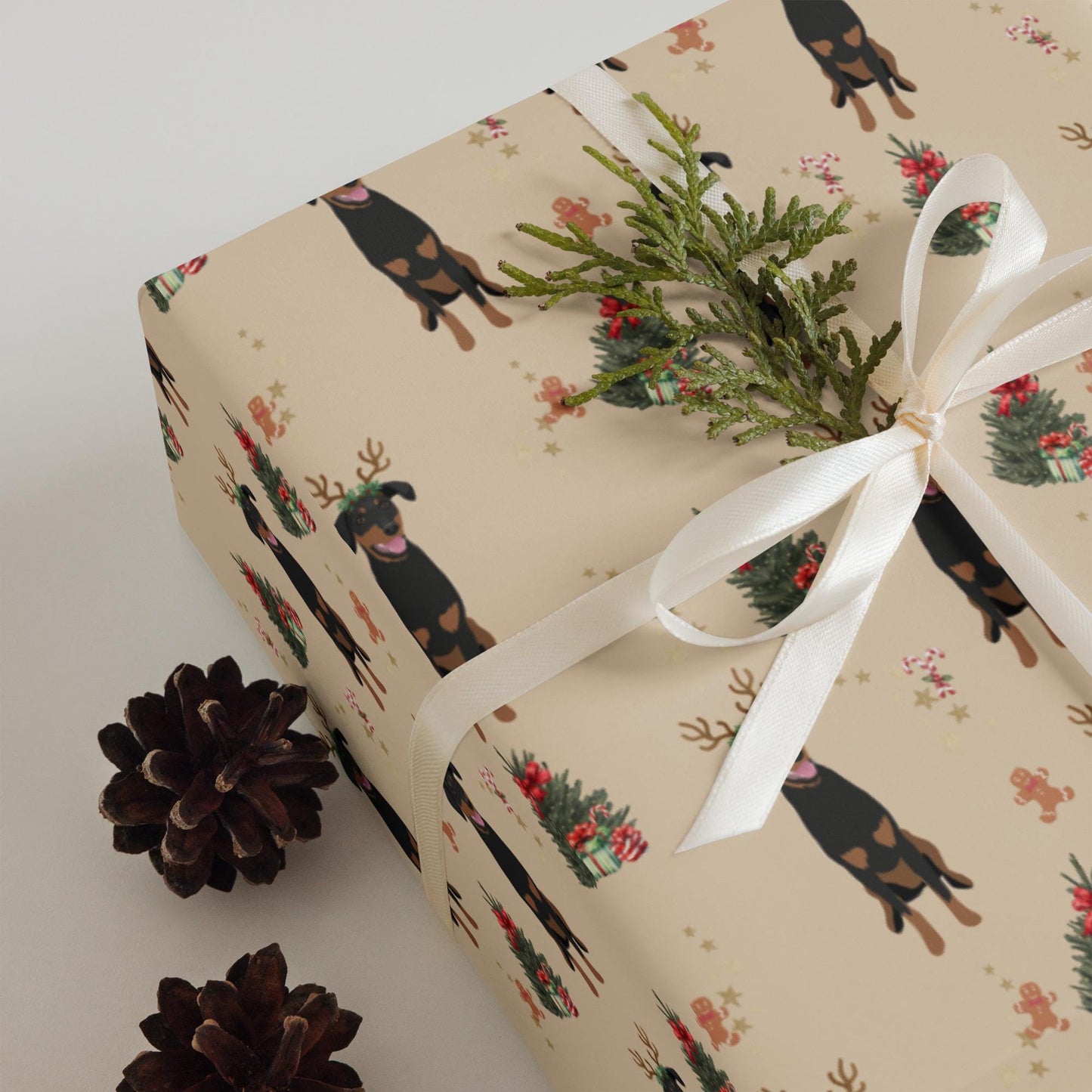 Christmas Doberman Wrapping Paper Sheets, doberman gift, doberman dog owner gift, stocking stuffer, dobbie xmas festive gift