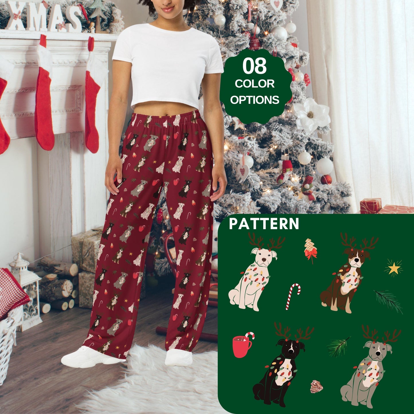 Christmas Pitbull Pajama Pants, Pitbull gifts, dog pajama pants, pitty gifts, young adult pants, wife birthday gift, fall lounge pants
