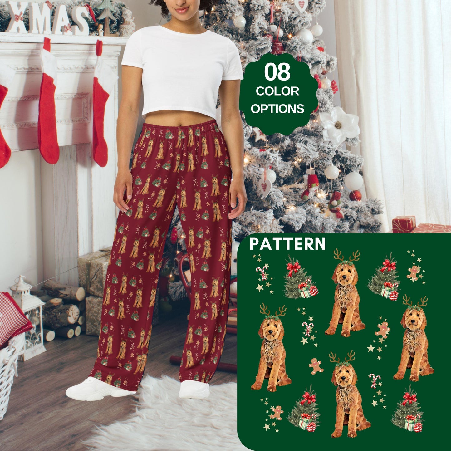 Christmas Goldendoodle pajama pants