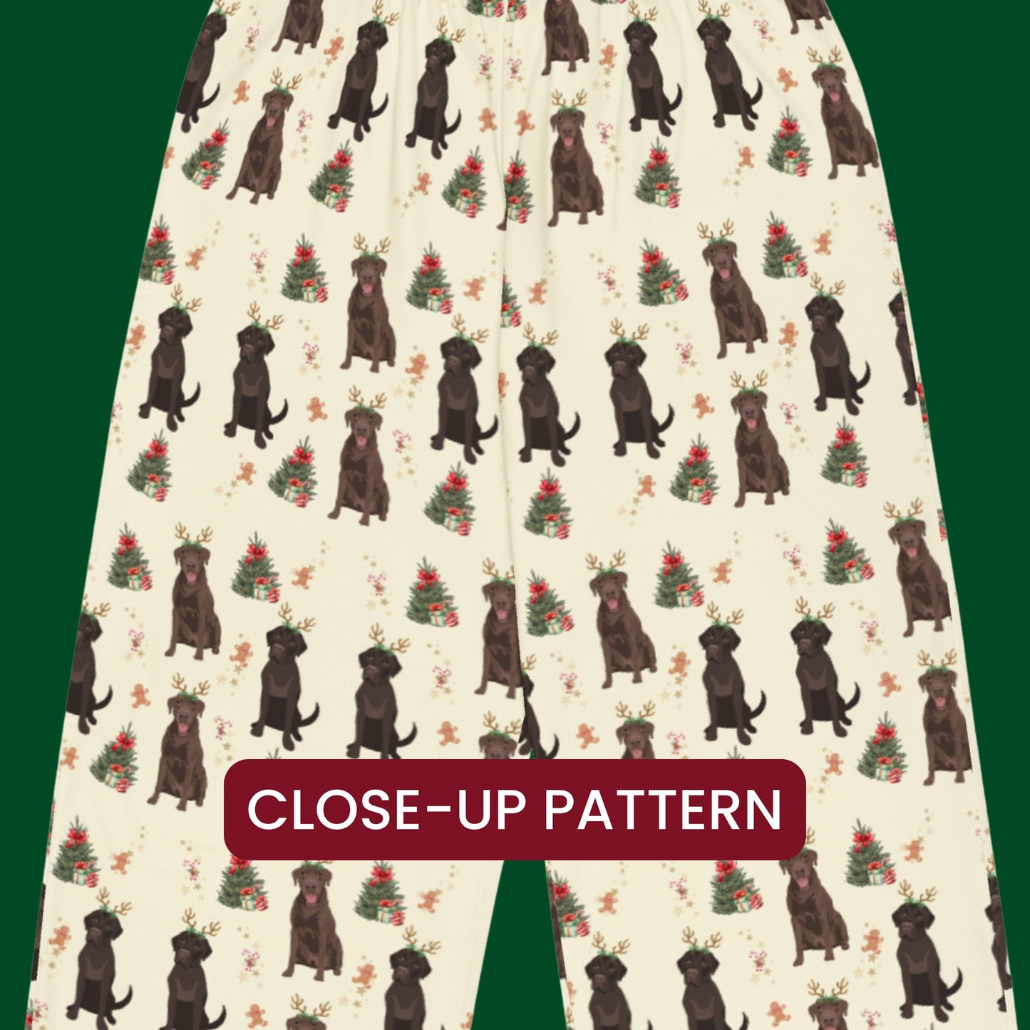 Christmas Chocolate Labrador Pajama Pants, wide leg unisex labrador dog pants, mom gift, labrador gift, dog pajamas pants, sister birthday
