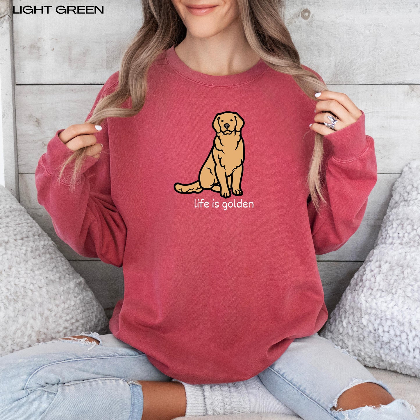 Life is Golden Retriever Shirt, oversized comfort colors t-shirt, valentines day gift, gift for her birthday shirt, red golden dog sweater