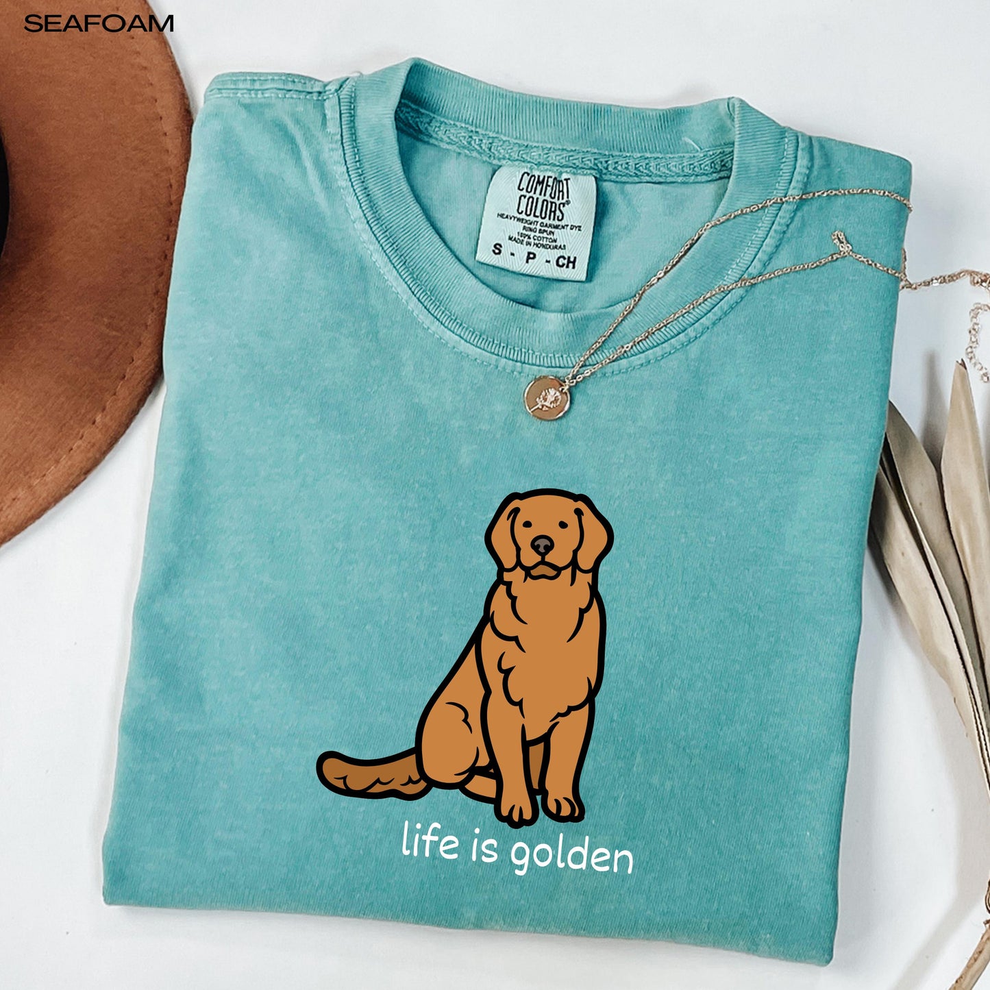 Life is Golden Retriever Shirt, oversized comfort colors t-shirt, valentines day gift, gift for her birthday shirt, red golden dog sweater