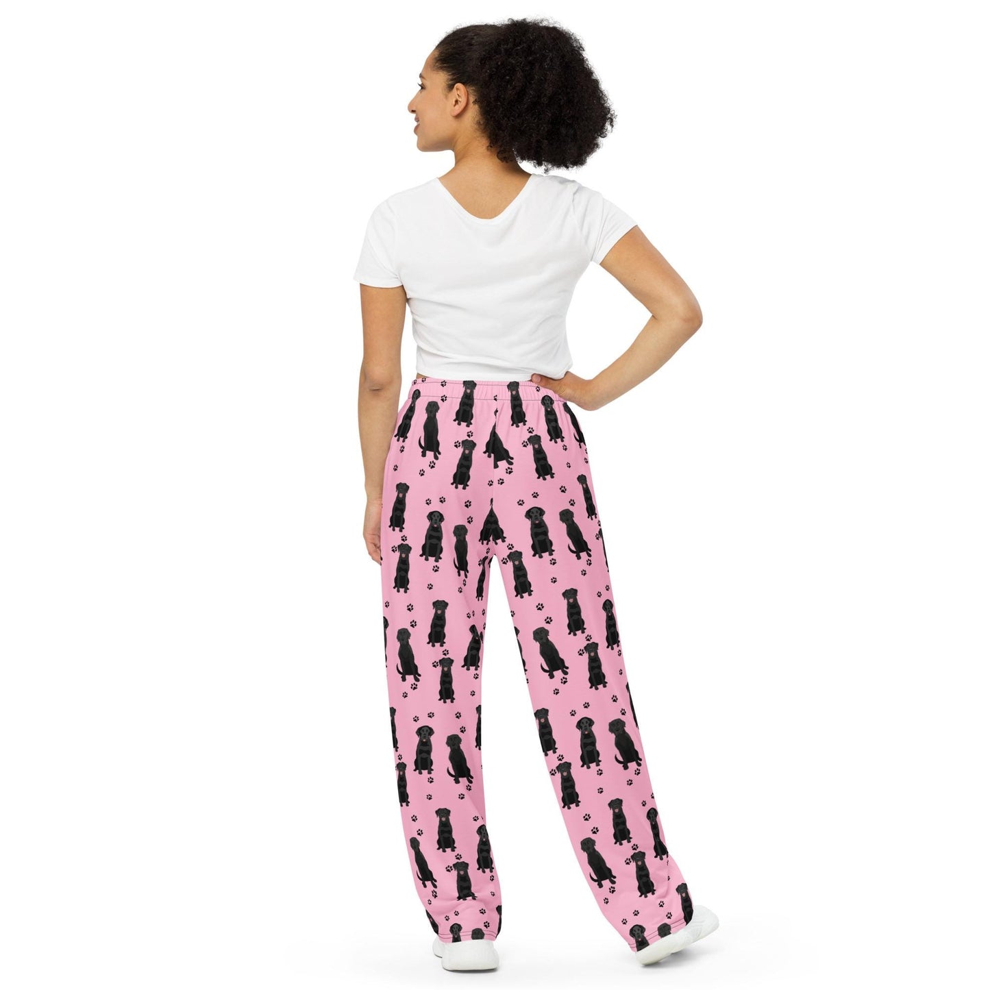 Black Labrador pajama pants, unisex pajama pants, labrador gifts, labrador mom gift, labrador dad gift, lab Christmas gifts, wide leg pants