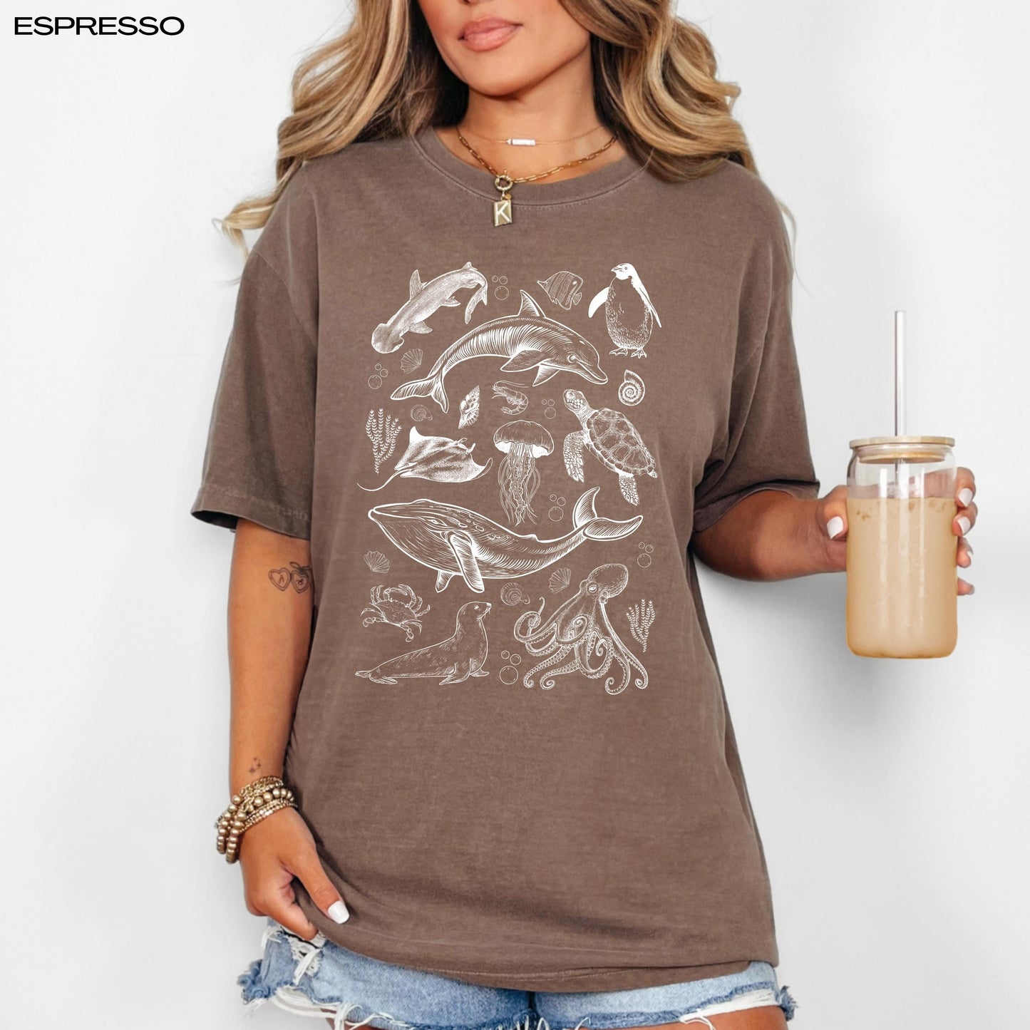 Sea Turtle Dolphin Whale Penguin Vintage 90s Shirt, best friend birthday gift, retro Y2k aesthetic, sealife tee, summer gift for her