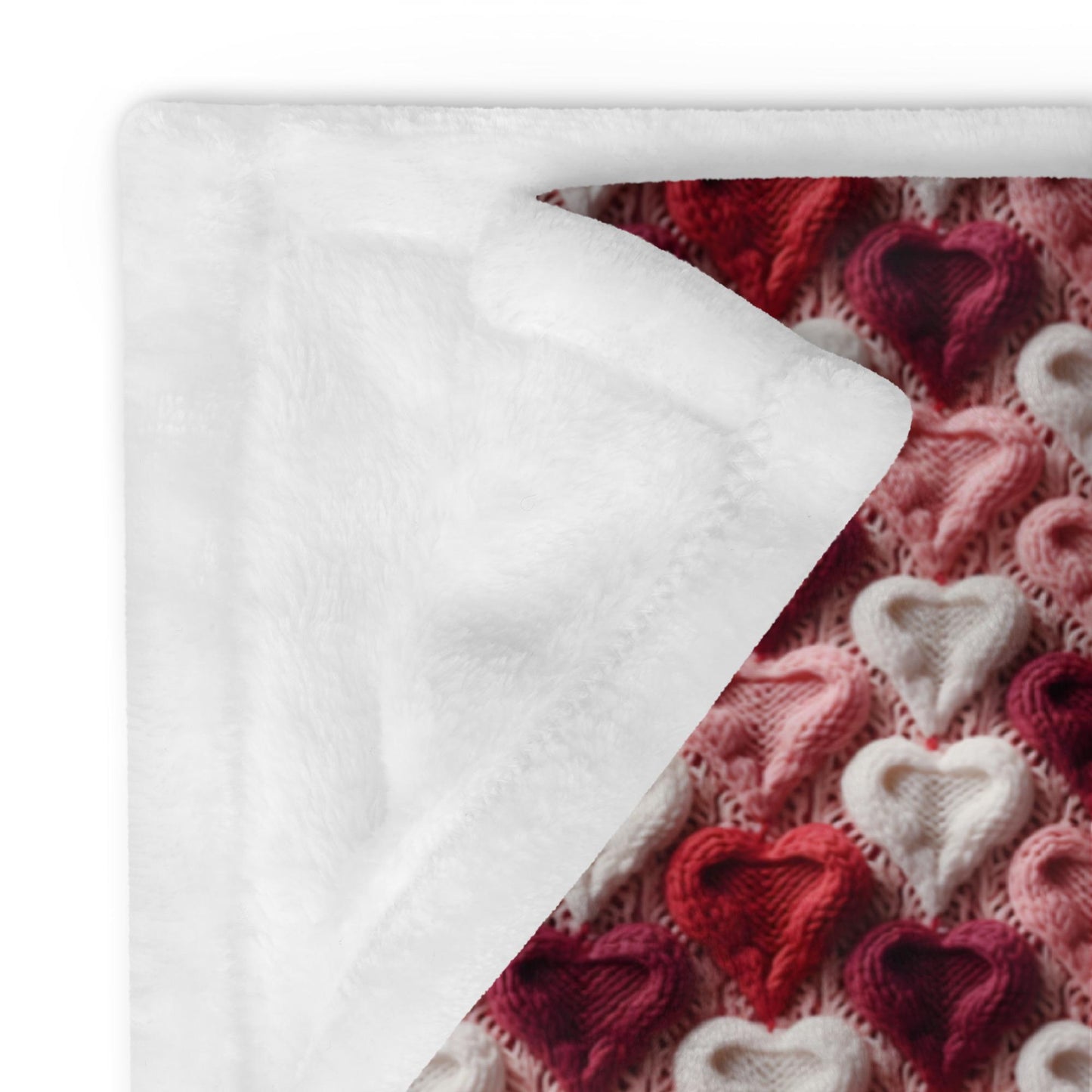 Valentines Blanket Knitted Heart Pattern Print, gift for her, girlfriend v-day gift, coquette baby shower gift, fleece throw blanket