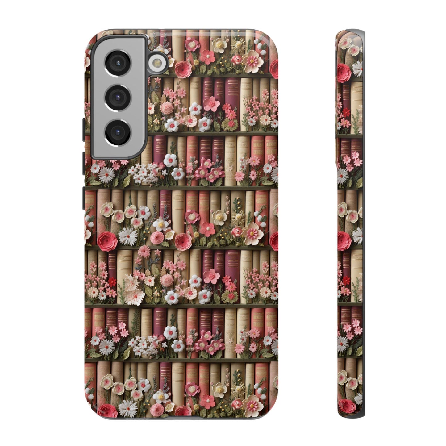 Cute bookish Floral Phone Case, cottagecore phone cover, book lover gift, book aesthetic, 3d look, gift for her, for iPhone 16 pro max