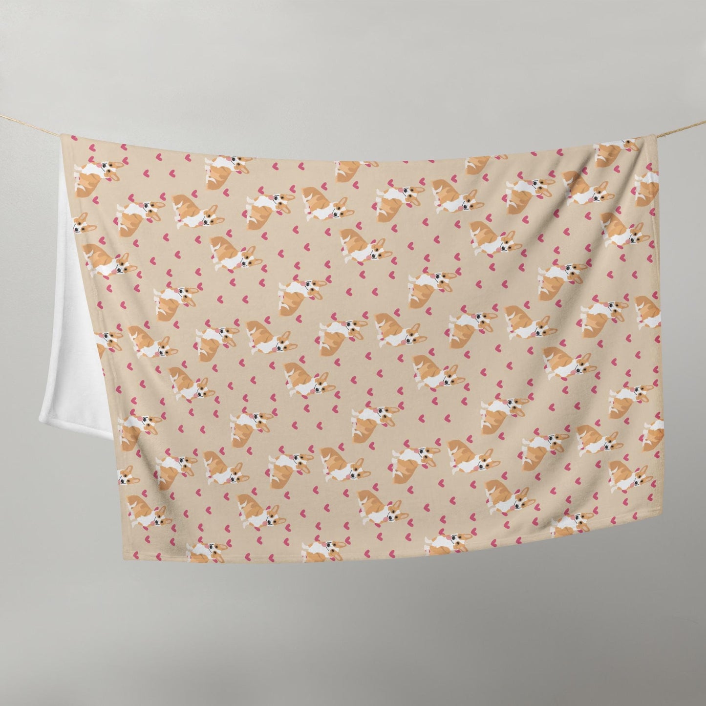 Valentine Day Heart Welsh Corgi Blanket, girlfriend gift for her, fleece blanket, corgi gift, girlfriend gift, puppy corgi throw blanket