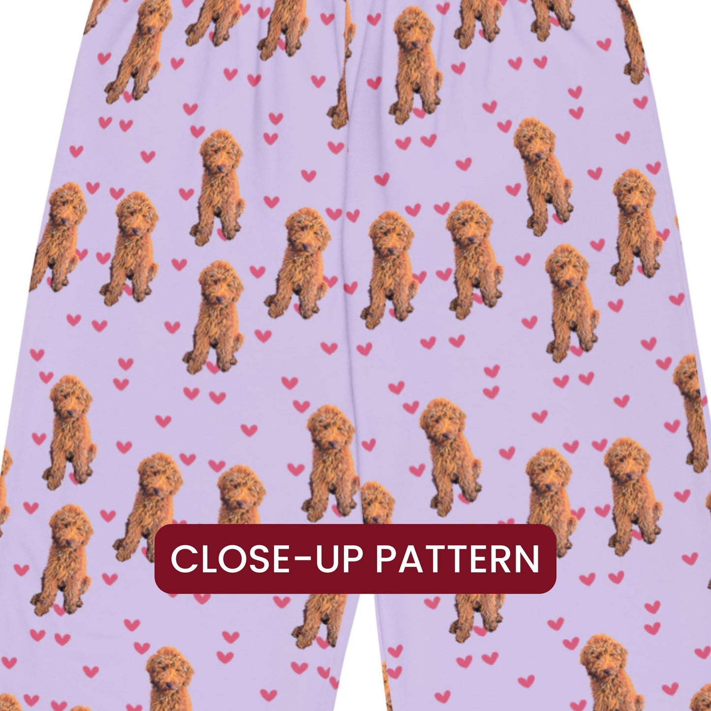 Hearts Red Goldendoodle Pajama Pants, wide leg unisex dog pant mom gift, doodle gift, dog pajama pants, sister birthday gift, valentines day
