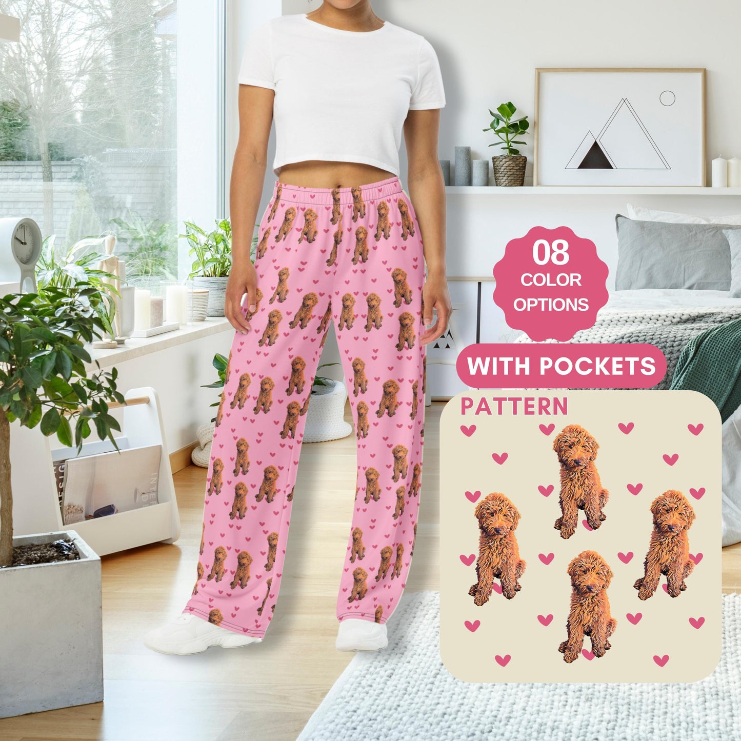 Hearts red Goldendoodle pajama pants