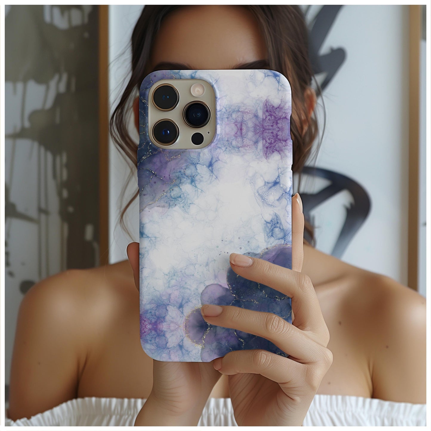 Blue Violet Marble Phone Case, for iPhone, Android, Google Pixel, case gold y2k aesthetic, birthday wife gift, gift for her, sister bday