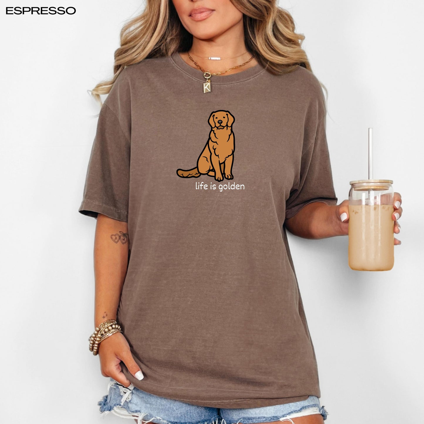Life is Golden Retriever Shirt, oversized comfort colors t-shirt, valentines day gift, gift for her birthday shirt, red golden dog sweater