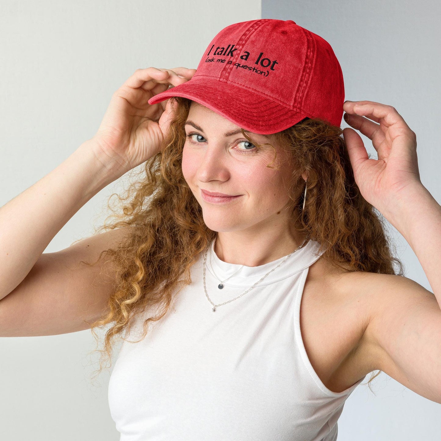 Embroidered I Talk A Lot Ask Me A Question Hat, girlfriend valentines hat, gift for her, wife birthday gift, summer festival, extrovert hat