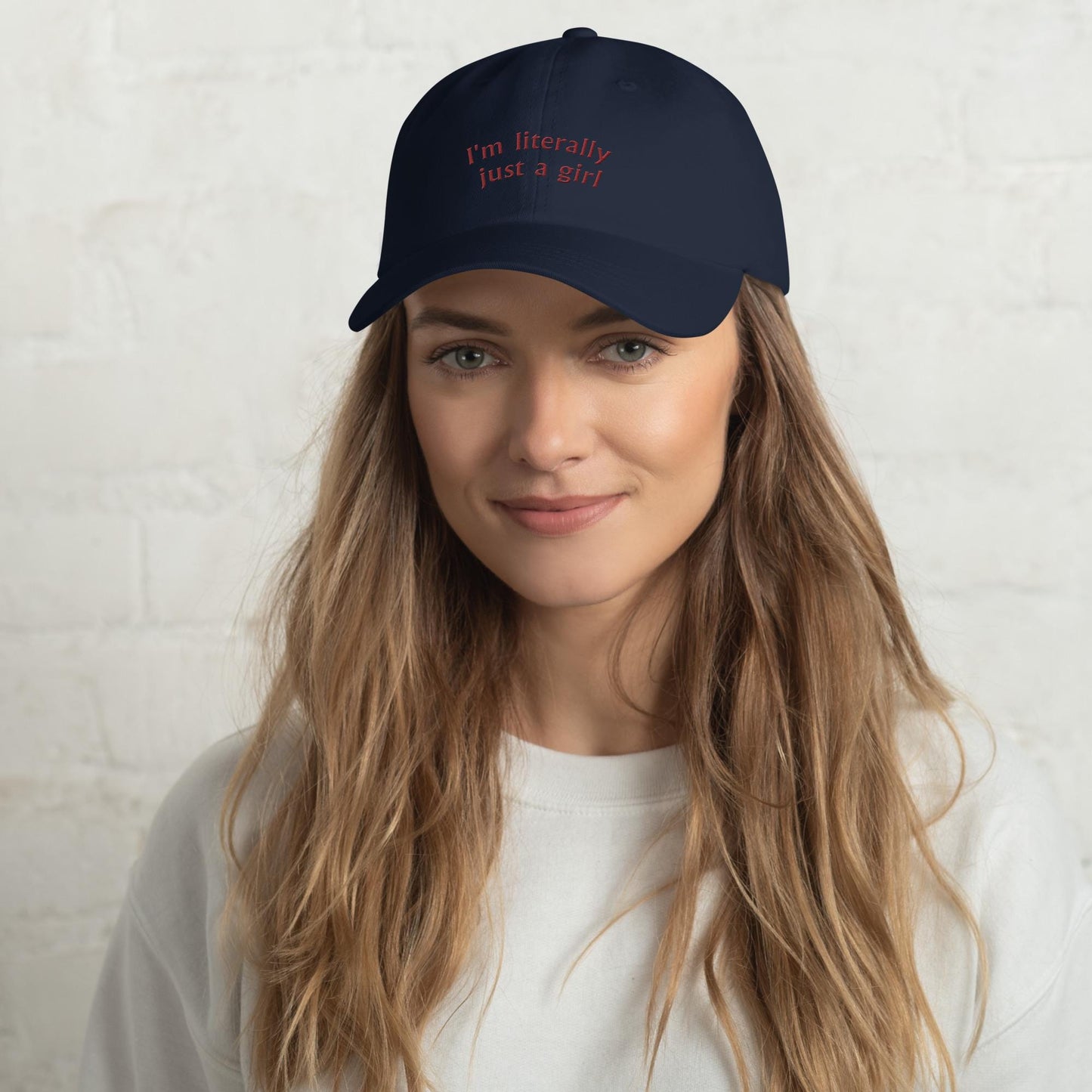 I'm Literally Just A Girl Hat, vintage graphic dad hat, corduroy cap, gift for her, girlfriend valentines hat, college girl gift