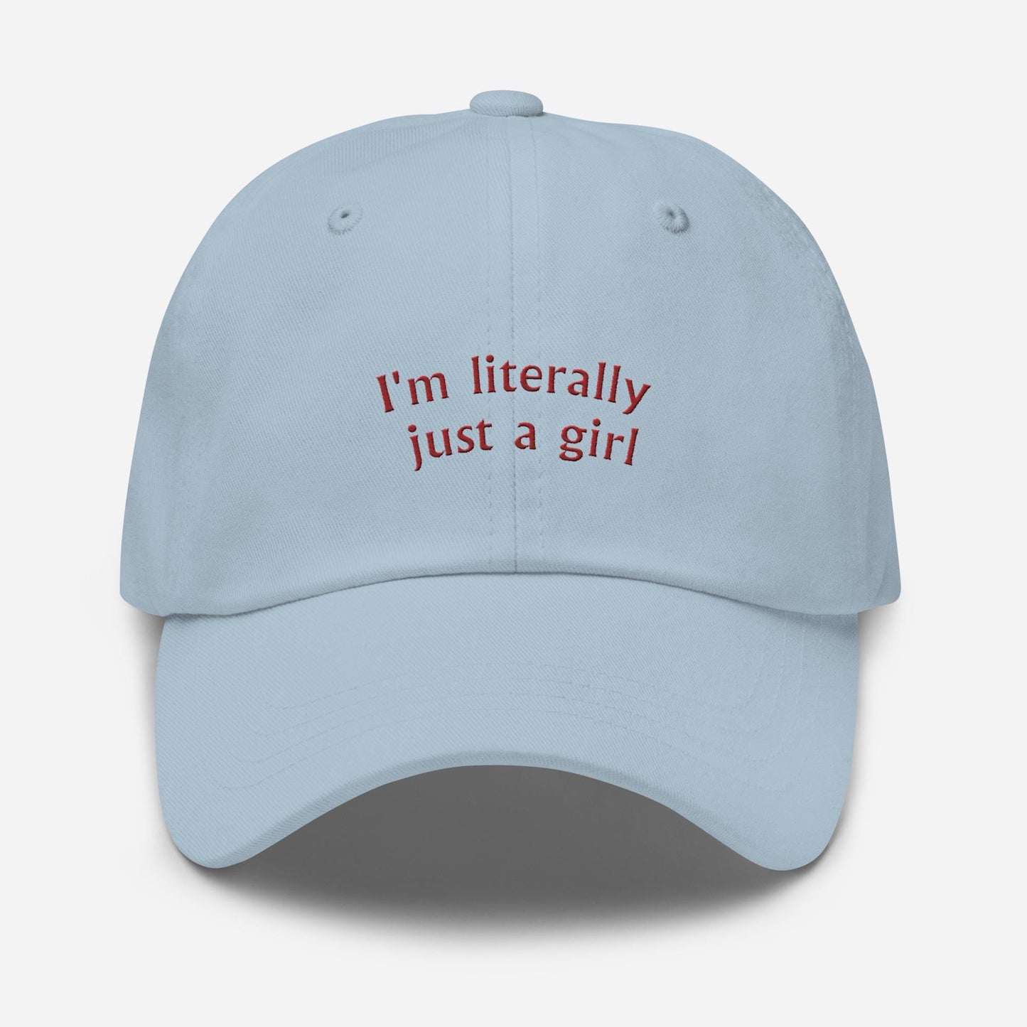 I'm Literally Just A Girl Hat, vintage graphic dad hat, corduroy cap, gift for her, girlfriend valentines hat, college girl gift