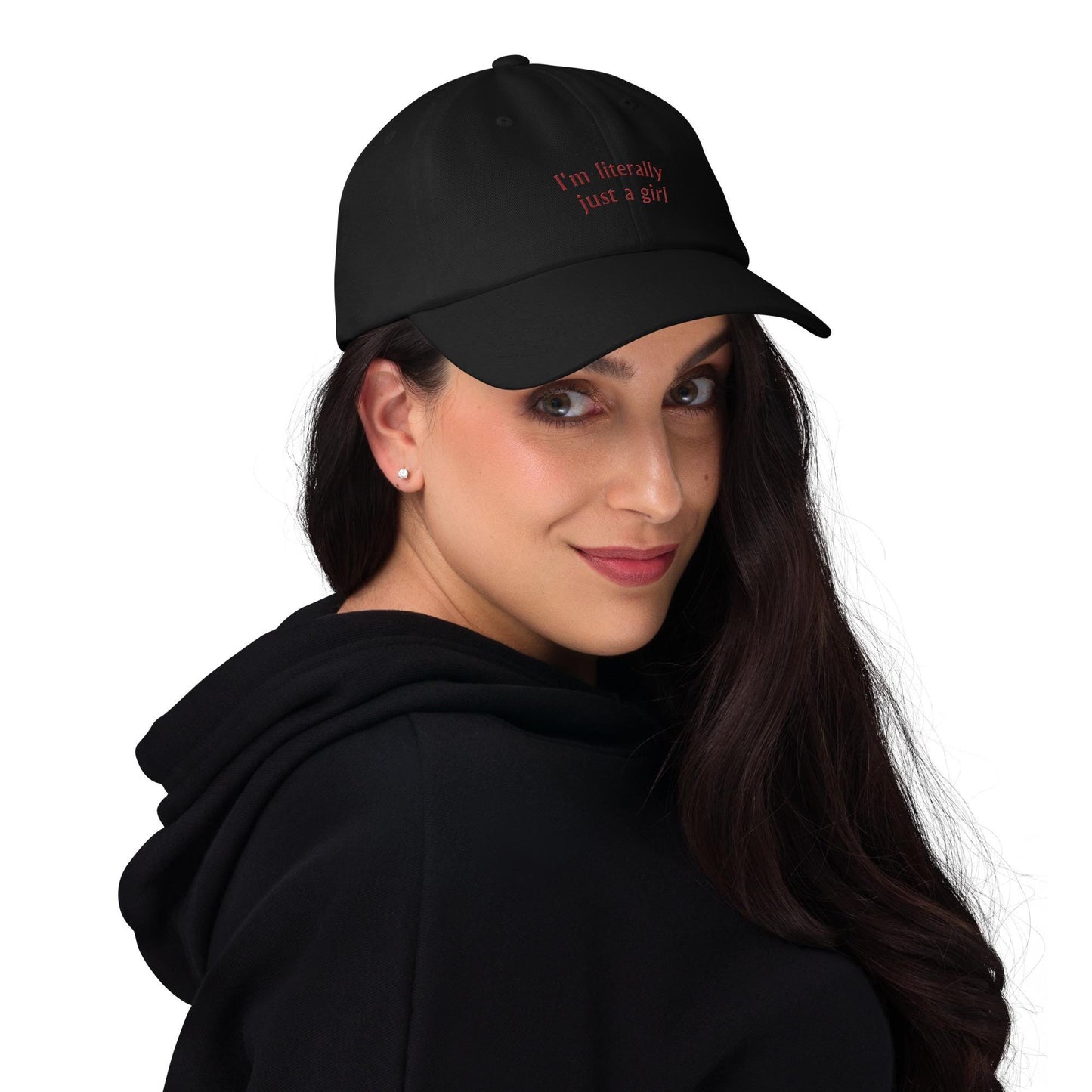 I'm Literally Just A Girl Hat, vintage graphic dad hat, corduroy cap, gift for her, girlfriend valentines hat, college girl gift