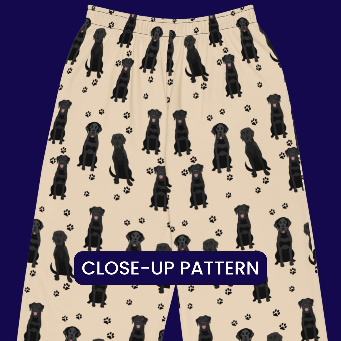 Black Labrador pajama pants, unisex pajama pants, labrador gifts, labrador mom gift, labrador dad gift, lab Christmas gifts, wide leg pants