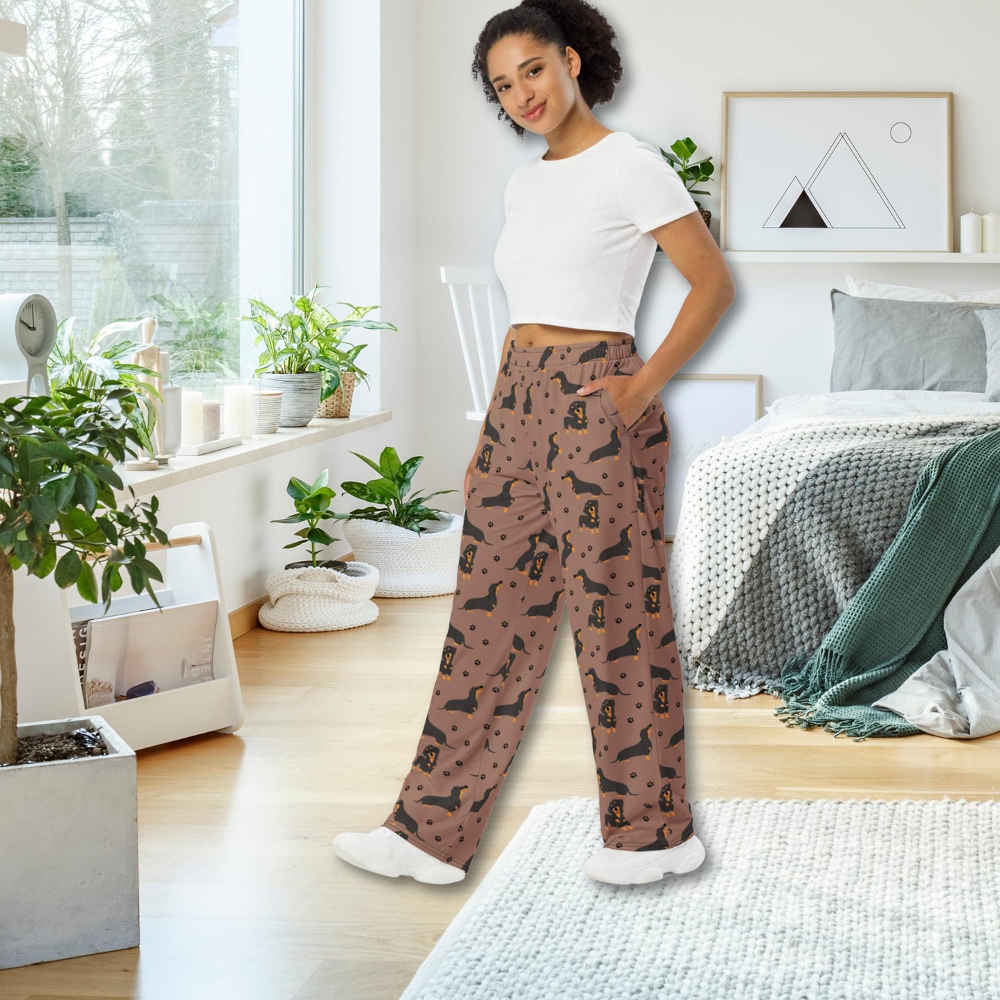 Tan Dachshund Pajama Pants, dog pjs, tan dachshund gifts, doxie gifts for her, sausage dog mom sweatpants, dachshund gifts, valentine gift