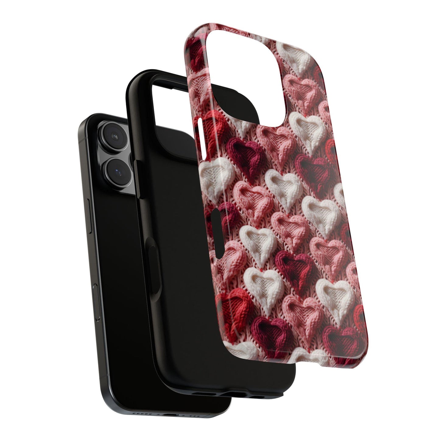 Valentines Day Knitted Heart Phone Case for iPhone, for Samsung, for Google Pixel, gift for her, yarn lover gift, birthday, knitting gift