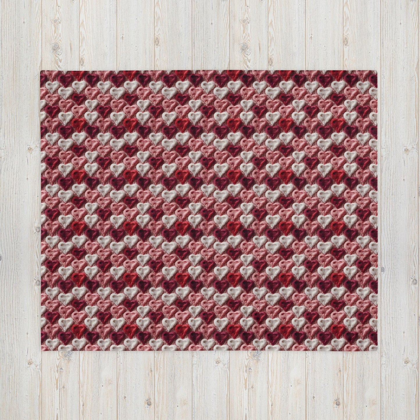Valentines Blanket Knitted Heart Pattern Print, gift for her, girlfriend v-day gift, coquette baby shower gift, fleece throw blanket
