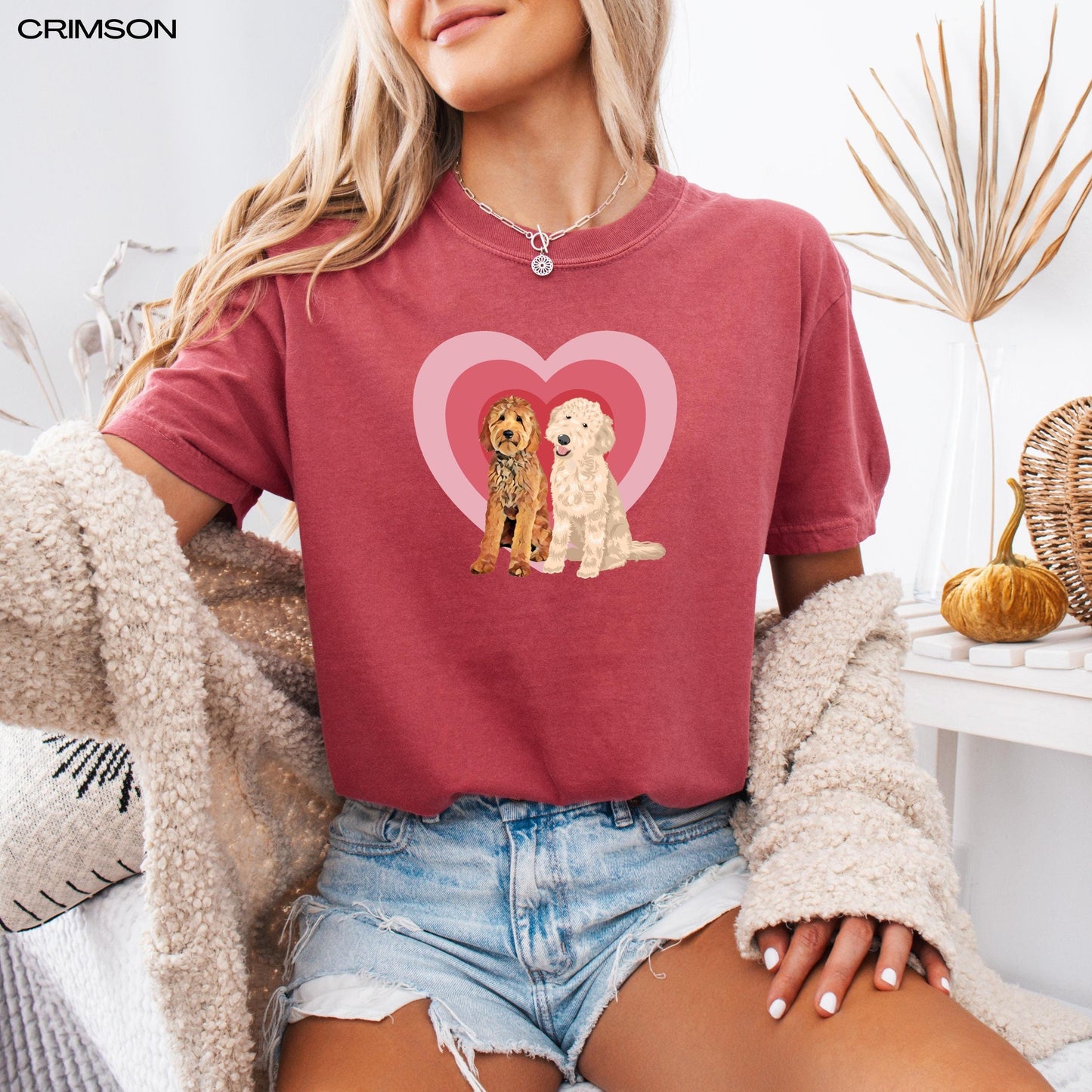 Retro heart Doodle dog shirt