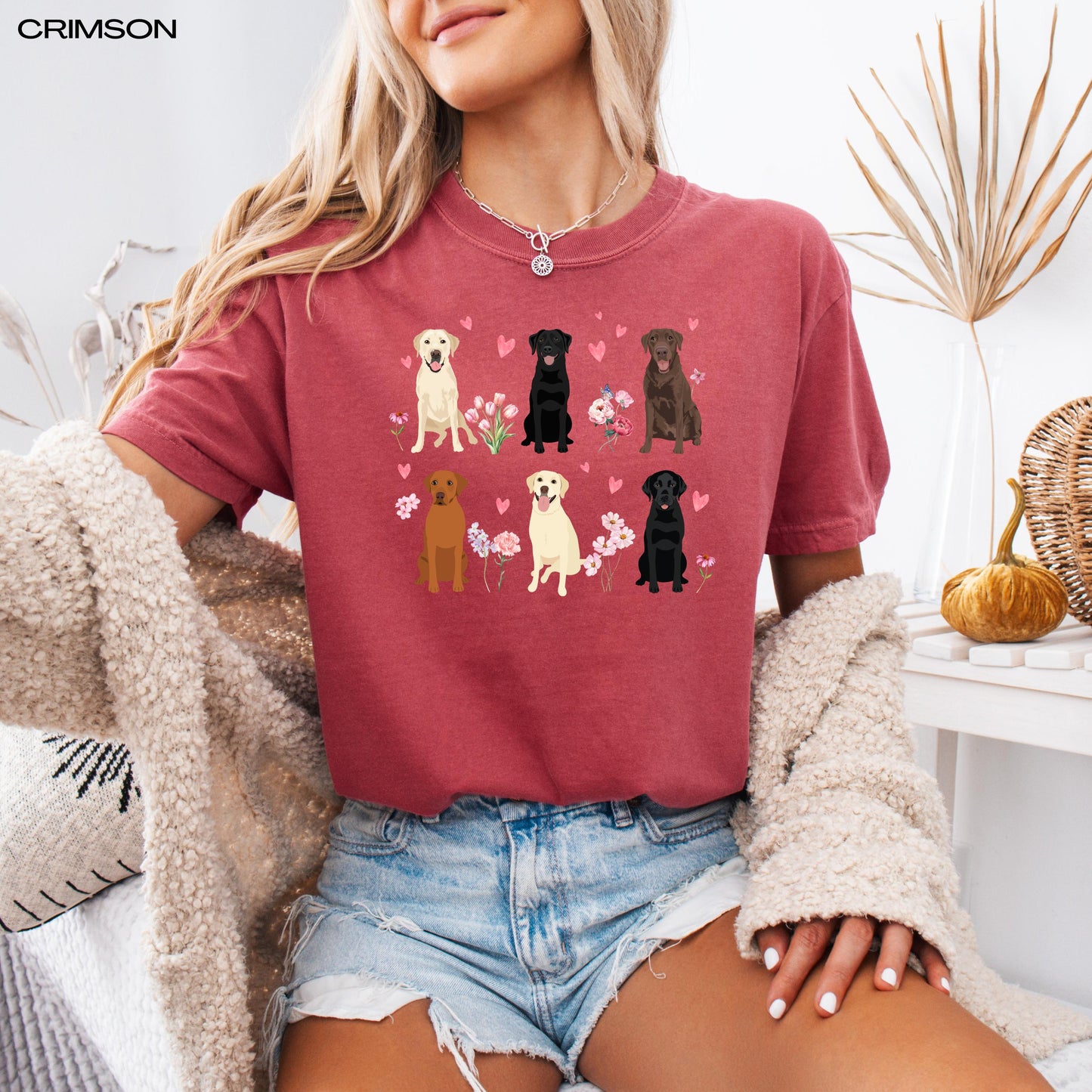 Pink Heart Labrador Cottagecore Shirt, labrador Valentine day, vday gift for her, labrador gift, dog sweetheart, red fox labrador sweatshirt