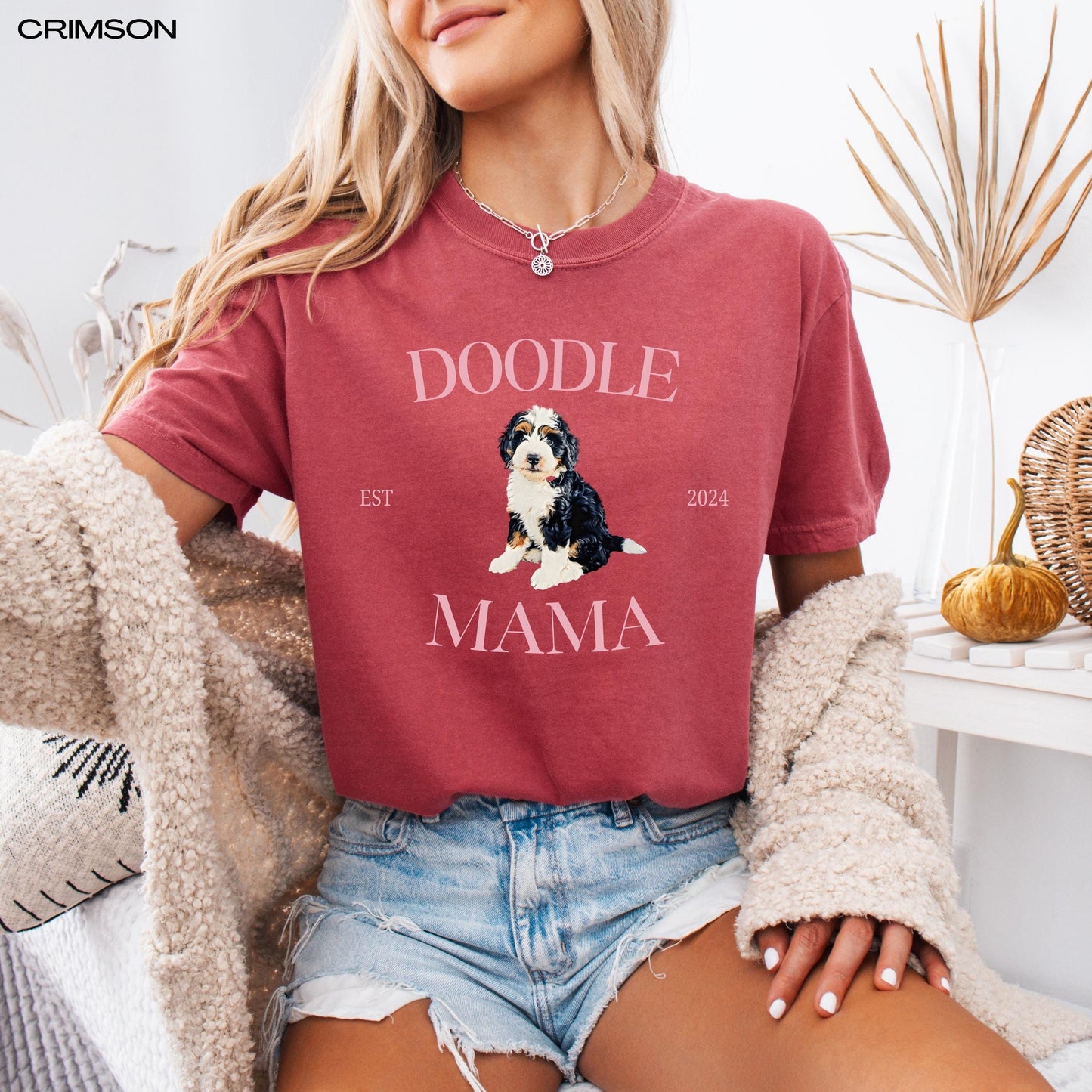 Doodle Puppy Mama Shirt, girlfriend vday gift, red doodle valentine sweatshirt, dog mom sweater, pet mom gift, black goldendoodle