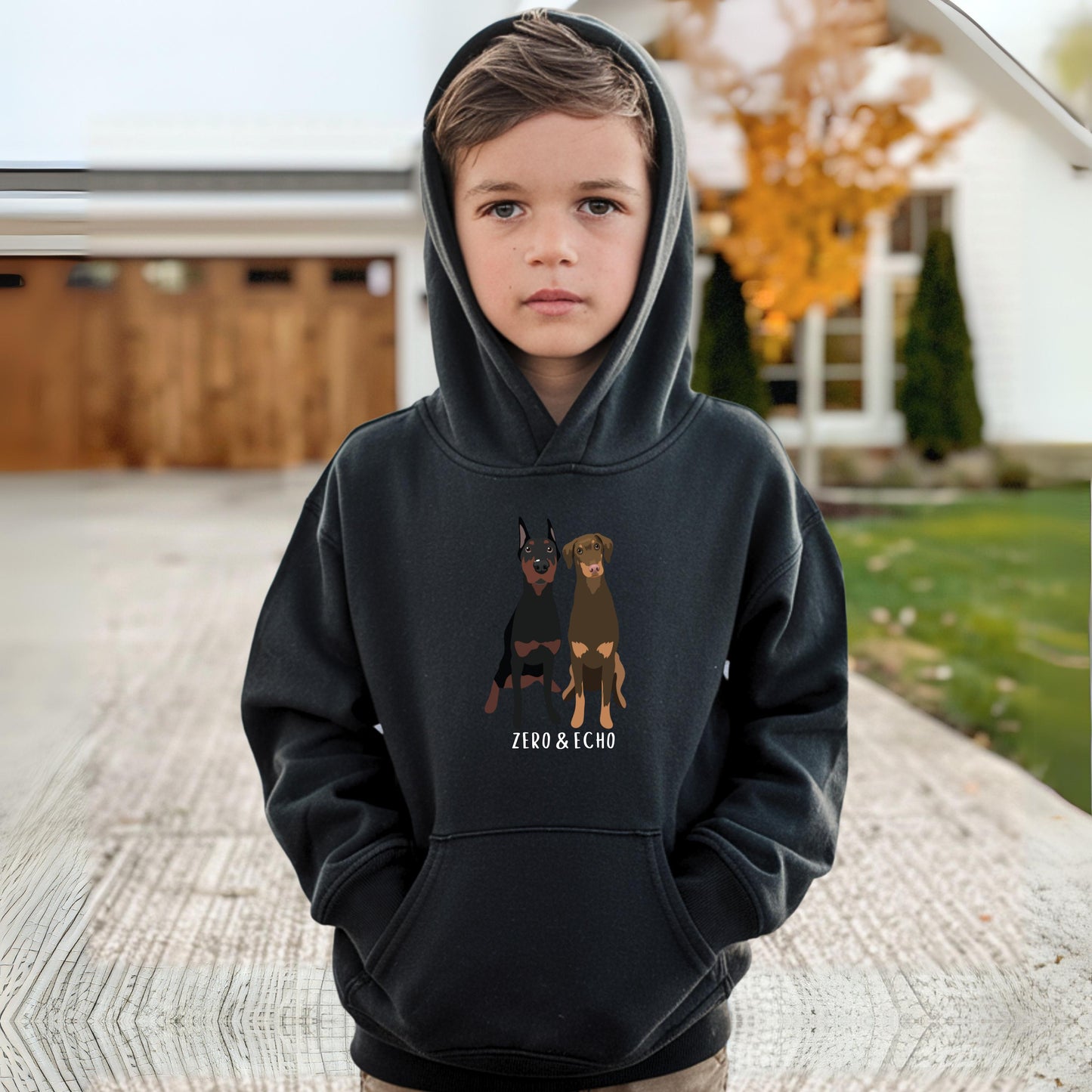 Youth Doberman Hoodie, boy doberman dog gift, doberman puppy sweatshirt, red doberman mom gift, girl doberman shirt, niece birthday shirt