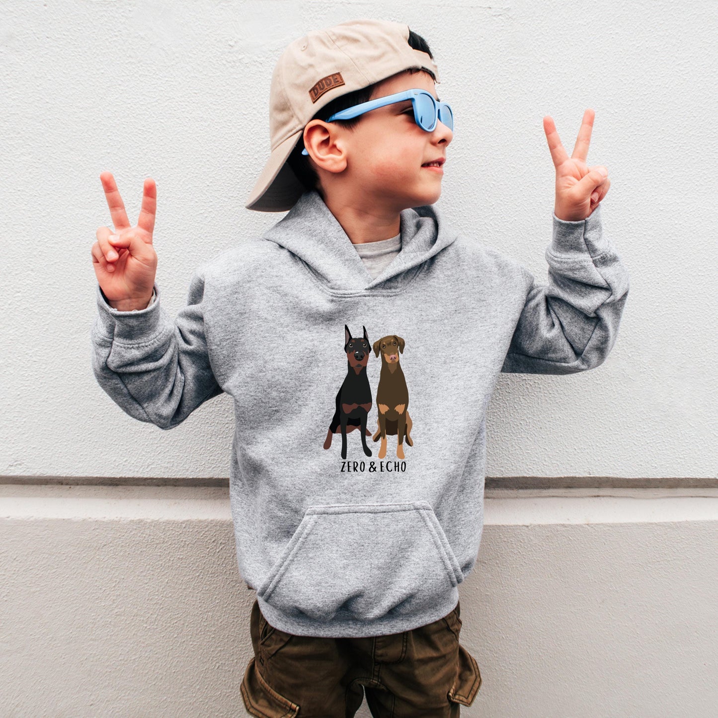 Youth Doberman Hoodie, boy doberman dog gift, doberman puppy sweatshirt, red doberman mom gift, girl doberman shirt, niece birthday shirt