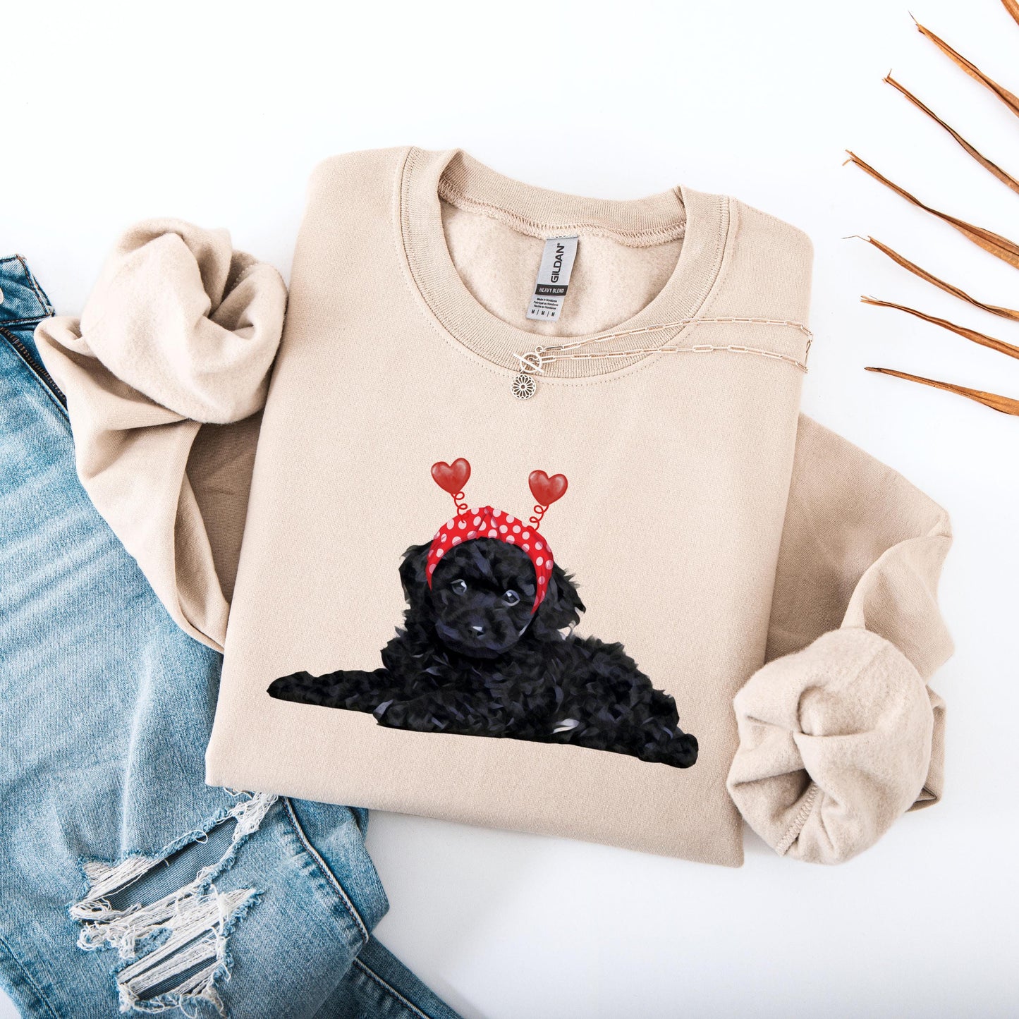Black Doodle Valentine Sweatshirt, golden doodle gift, girlfriend vday gift, black poodle shirt, black puppy mom sweater, puppy shower gift