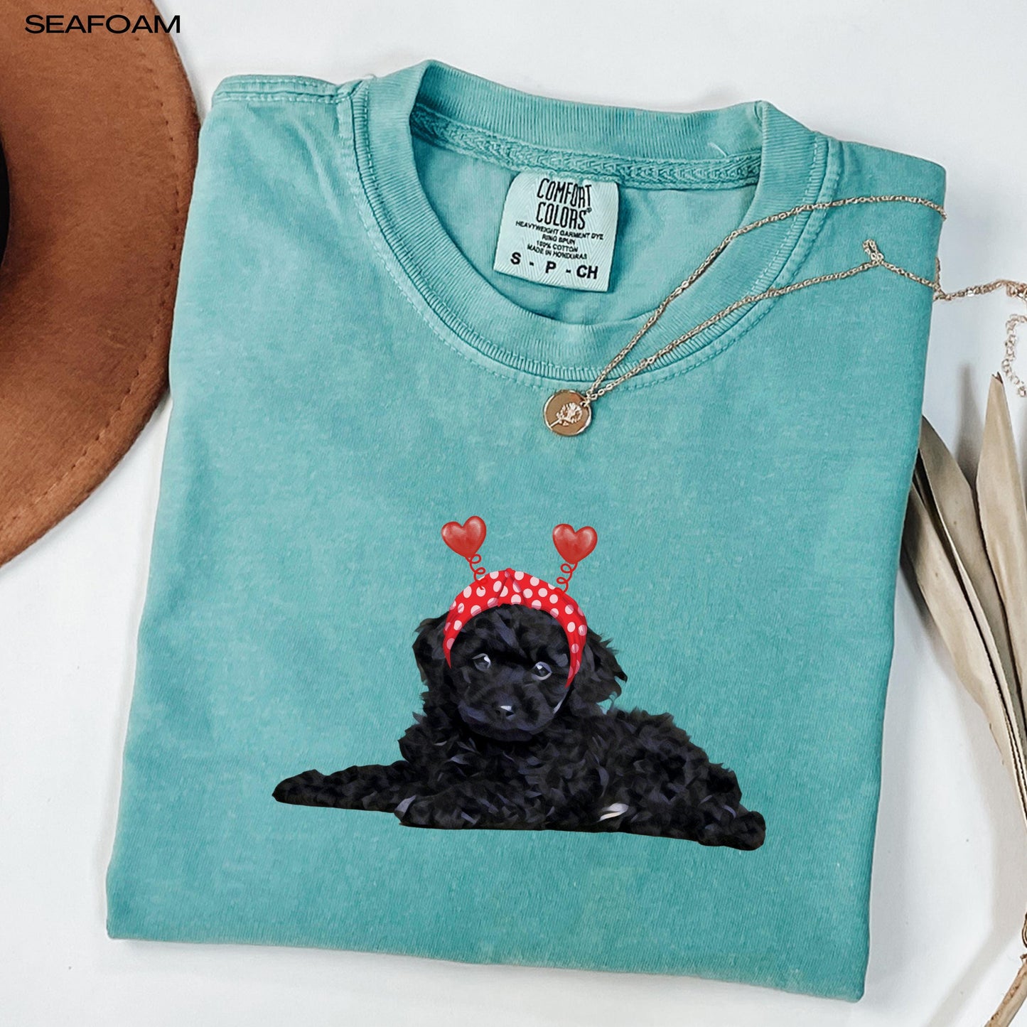 Black Doodle Valentine Sweatshirt, golden doodle gift, girlfriend vday gift, black poodle shirt, black puppy mom sweater, puppy shower gift