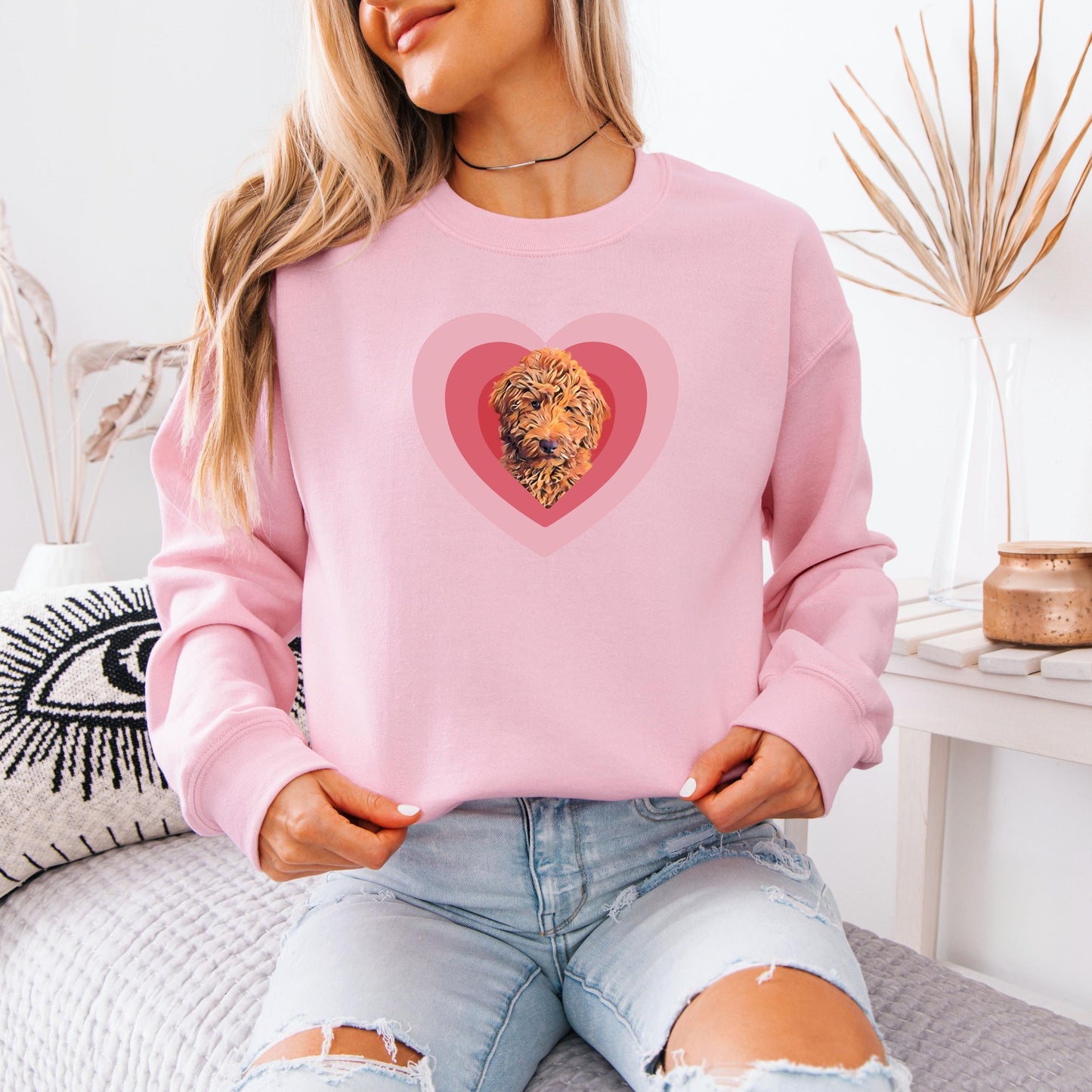 Love Red Golden Doodle Shirt, Valentine doodle mom gift, pet mom sweatshirt, gift for her, best friend birthday gift, red doodle gift