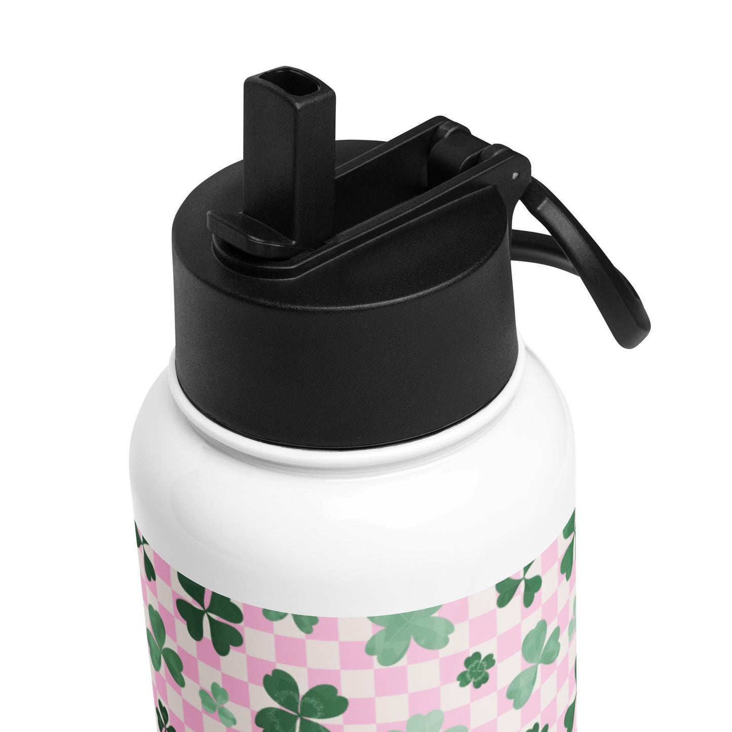 Retro Shamrock water bottle, straw lid 32oz stainless steel bottle, st paddys day gift, saint patricks gift, gift for her, camping bottle