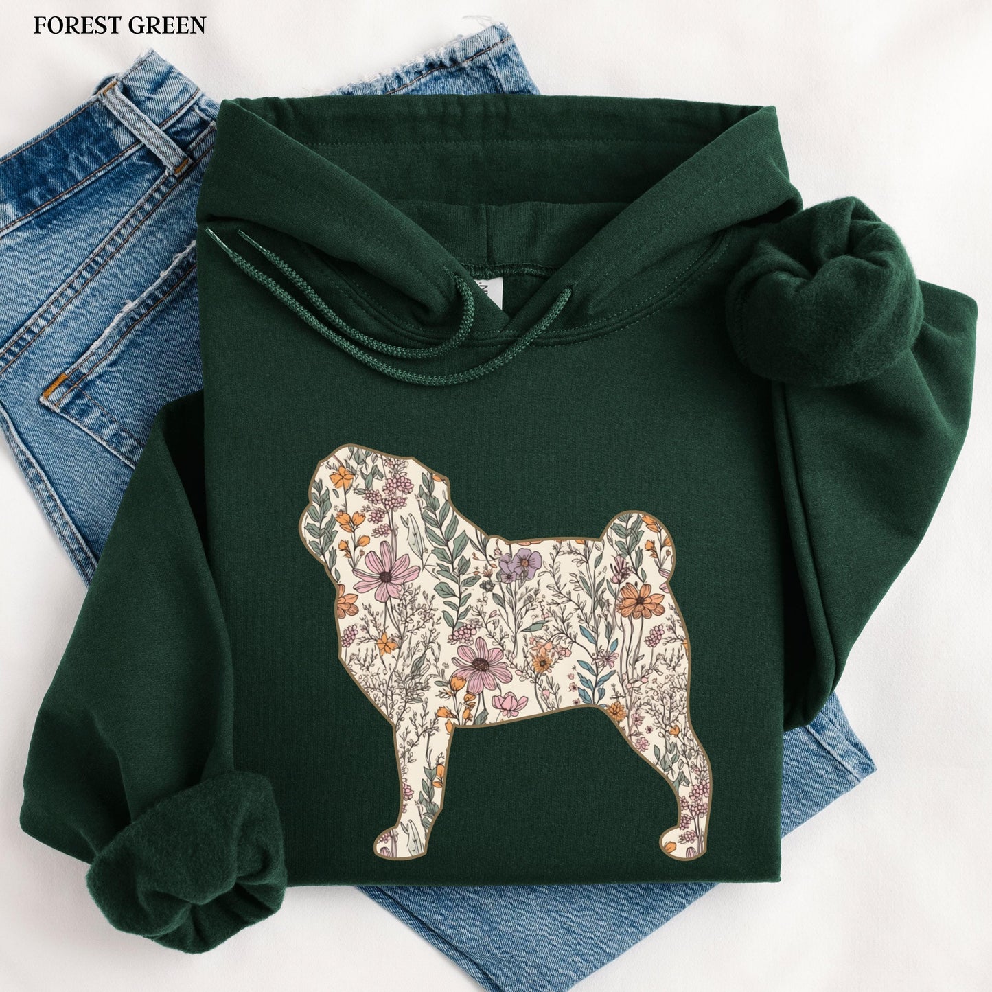 Wildflower pug dog hoodie
