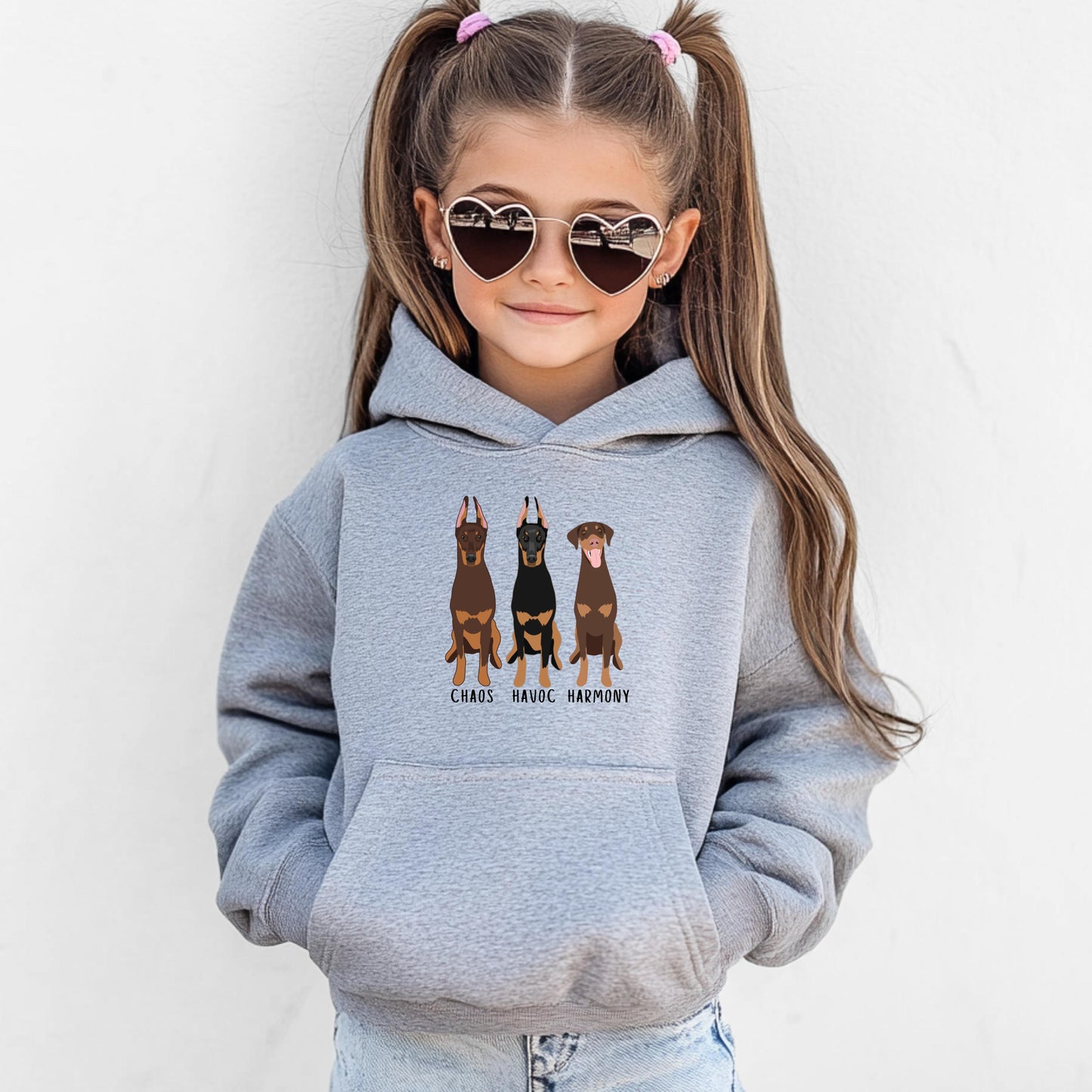 Youth Doberman Hoodie, boy doberman dog gift, doberman puppy sweatshirt, red doberman mom gift, girl doberman shirt, niece birthday shirt