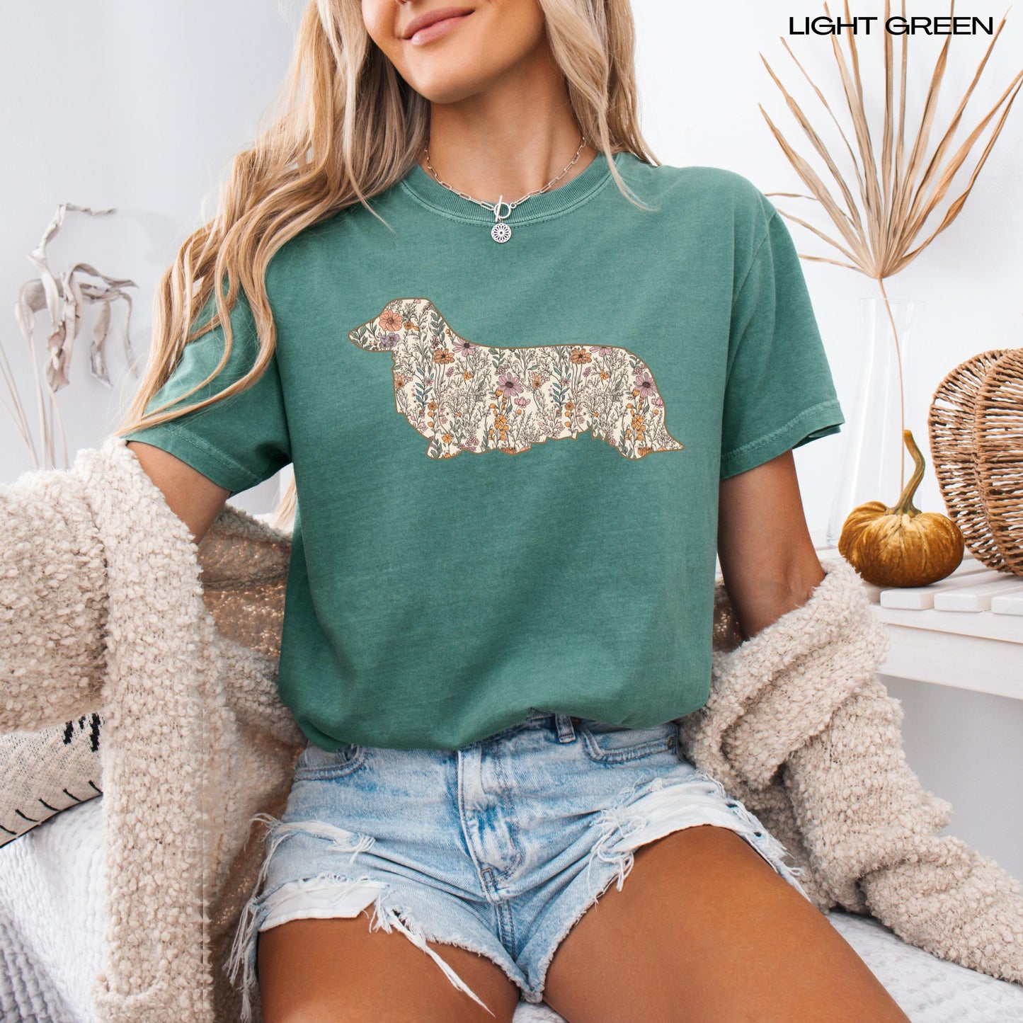 Floral Wildflower Long Haired Dachshund Dog Shirt, doxie mom gift, dog mama sweatshirt, summer gift for her, dach breeder gift, cutecore