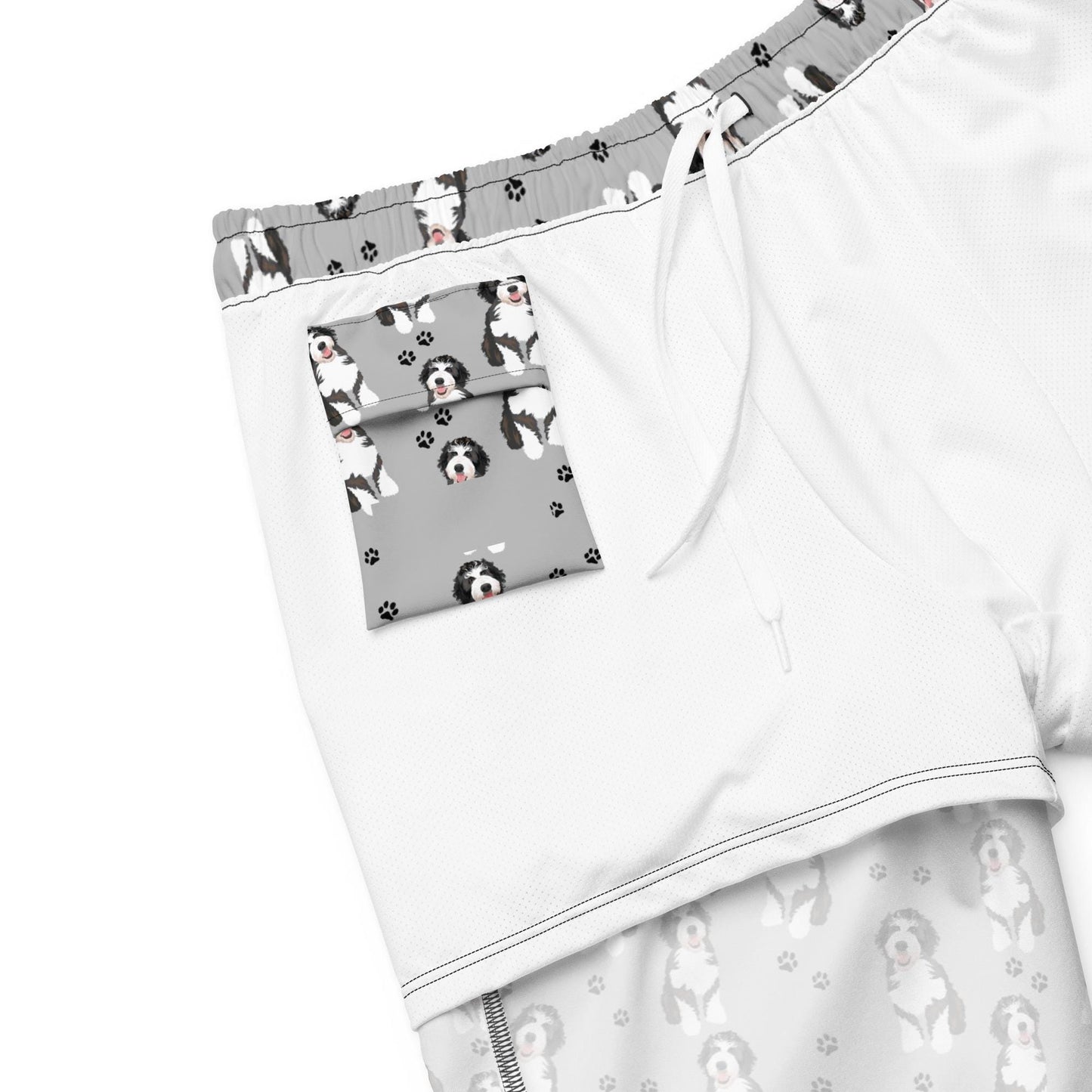 Bernedoodle dad gift, summer swim shorts for men, y2k swim trunks, boyfriend swimshort, husband gift, summer gift for him, bernedoodle gift