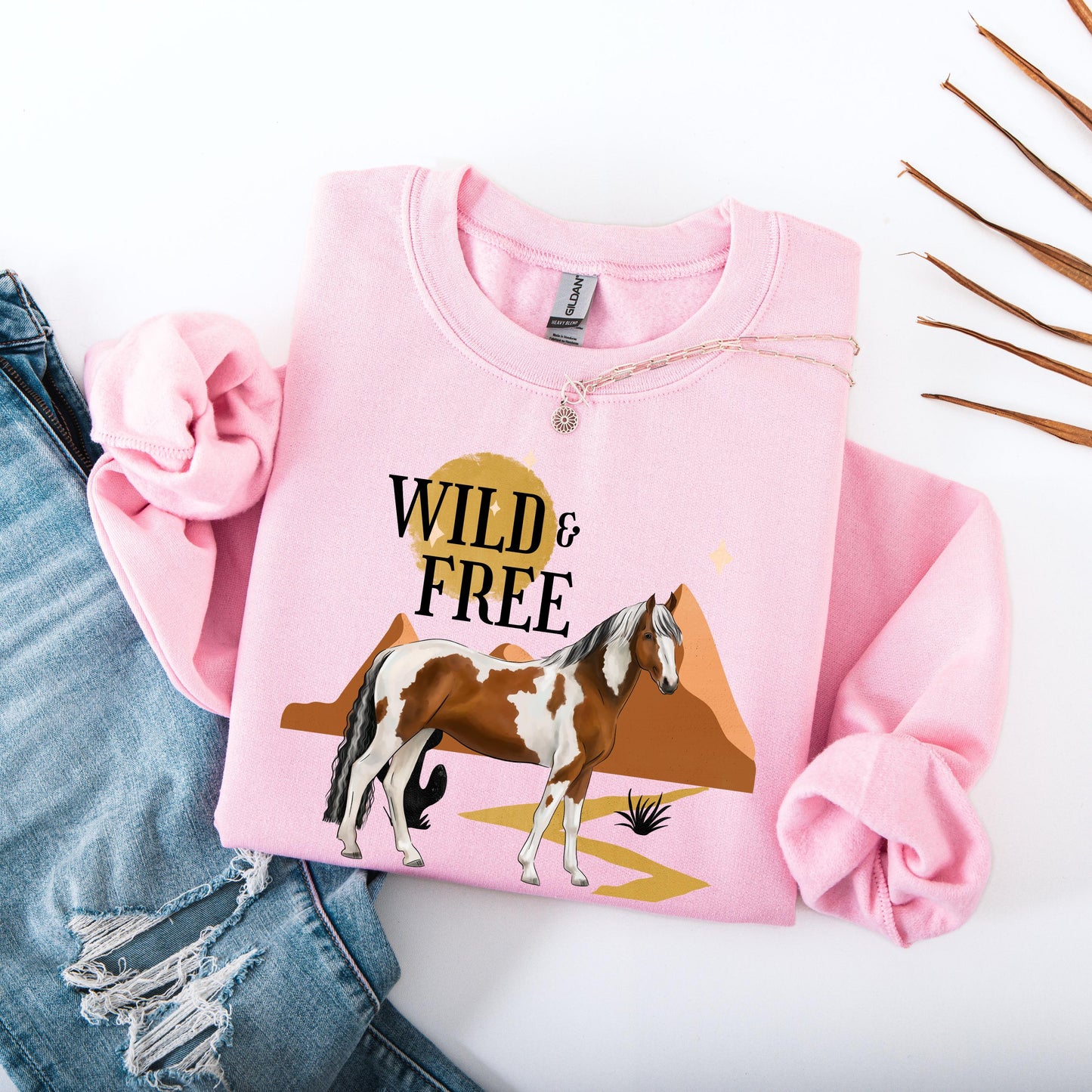 Wild and Free Horse Western Shirt, cowboy core, retro horse lover sweater, cowgirl gifts, desert graphic, summer gift for her, hippie boho