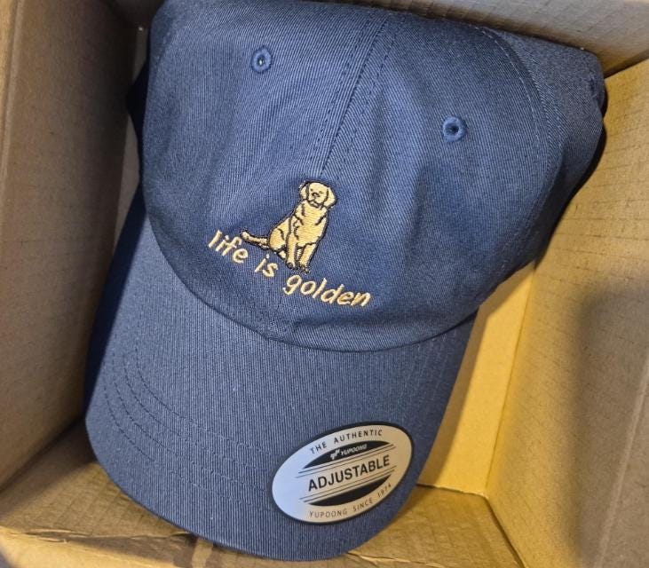 Embroidered golden retriever hat, golden gifts, golden dad hat, golden mom cap, mothers day gift, sister birthday gift, wedding gift