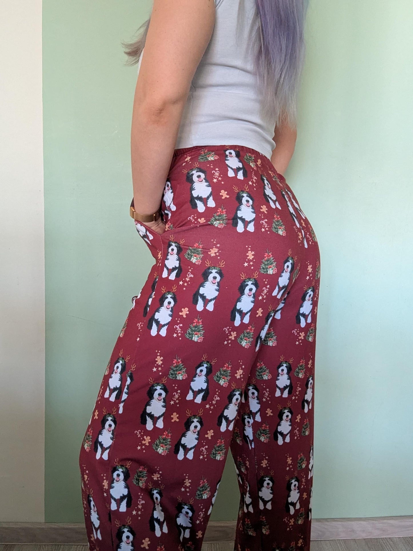 Christmas Bernedoodle pajama pants