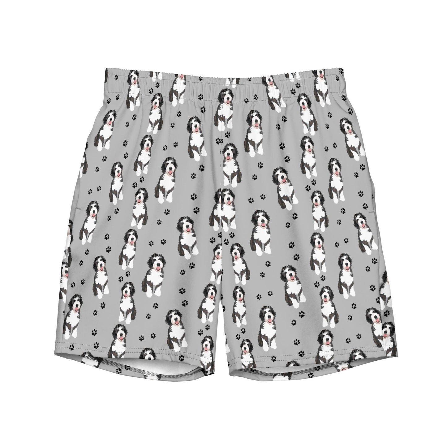 Bernedoodle dad gift, summer swim shorts for men, y2k swim trunks, boyfriend swimshort, husband gift, summer gift for him, bernedoodle gift