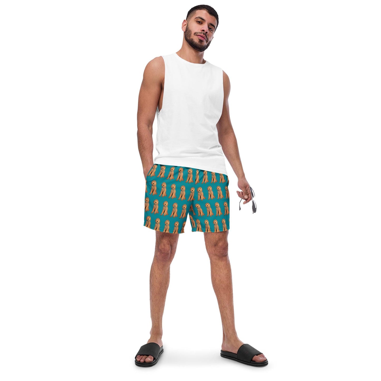 Golden doodle Mens swim trunks, doodle dad gift, Goldendoodle gifts, Labradoodle, funny husband gift, recycled swim shorts, summer swimwear