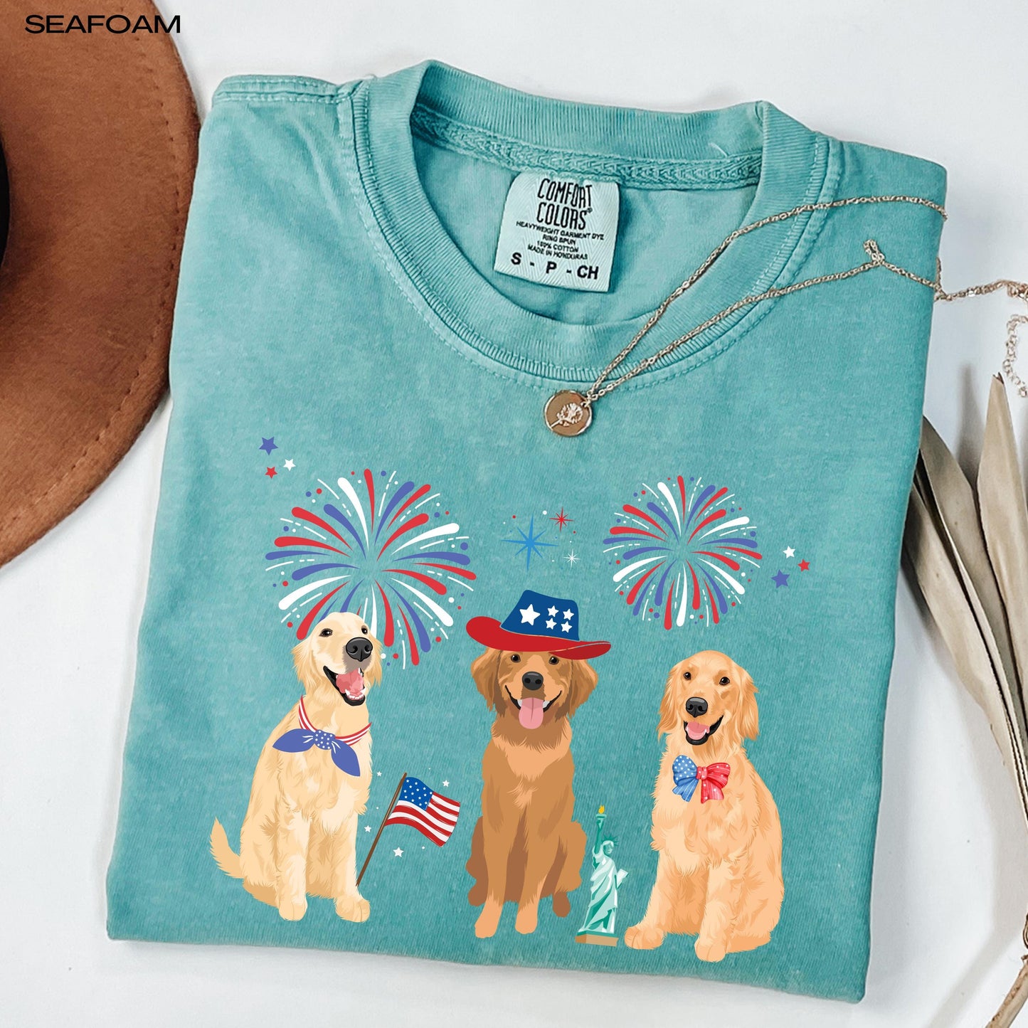 American Golden Retriever Shirt, golden mom sweatshirt, 4th July gift, golden dog owner, golden retriever gift, patriot summer gift for her