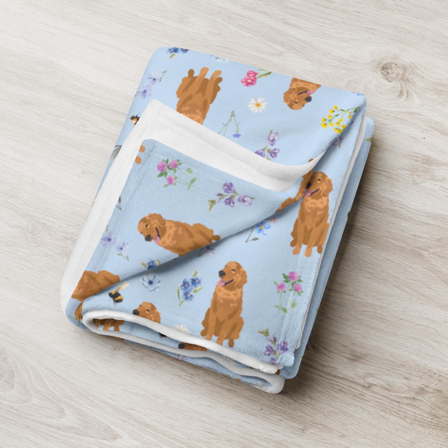 Wildflower Golden Retriever Nursery Blanket, golden dog gift, newborn gift baby blanket, toddler blanket, nursery gift, cotagecore aesthetic