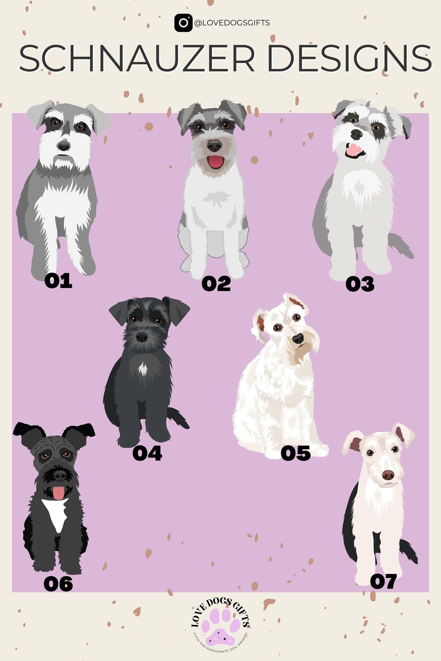 Botanical Miniature Schnauzer Drawstring Bag | One Size | For Adults, Youth