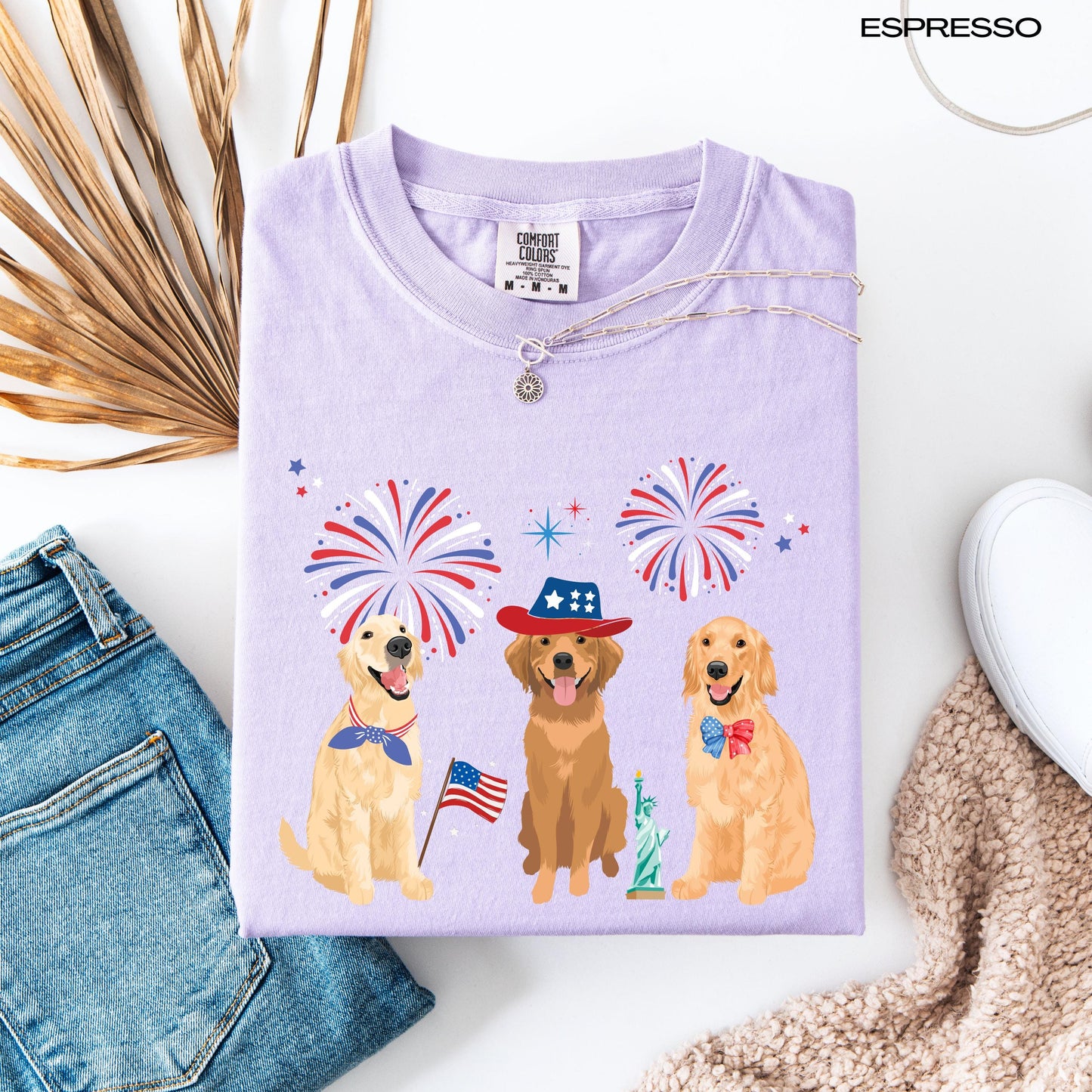 American Golden Retriever shirt flat lay view