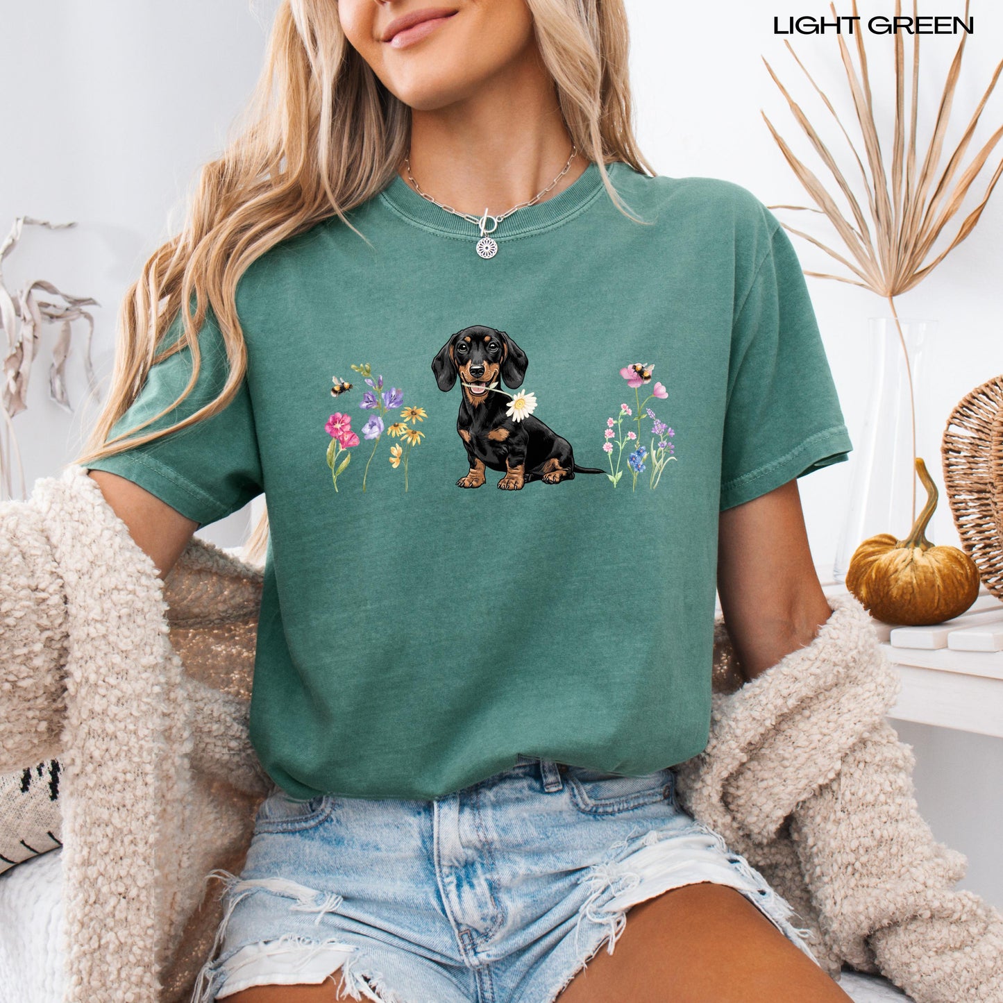 Wildflower Dachshund Puppy Gift | Doxie Dog Mom Shirt, Sweatshirt, Hoodie